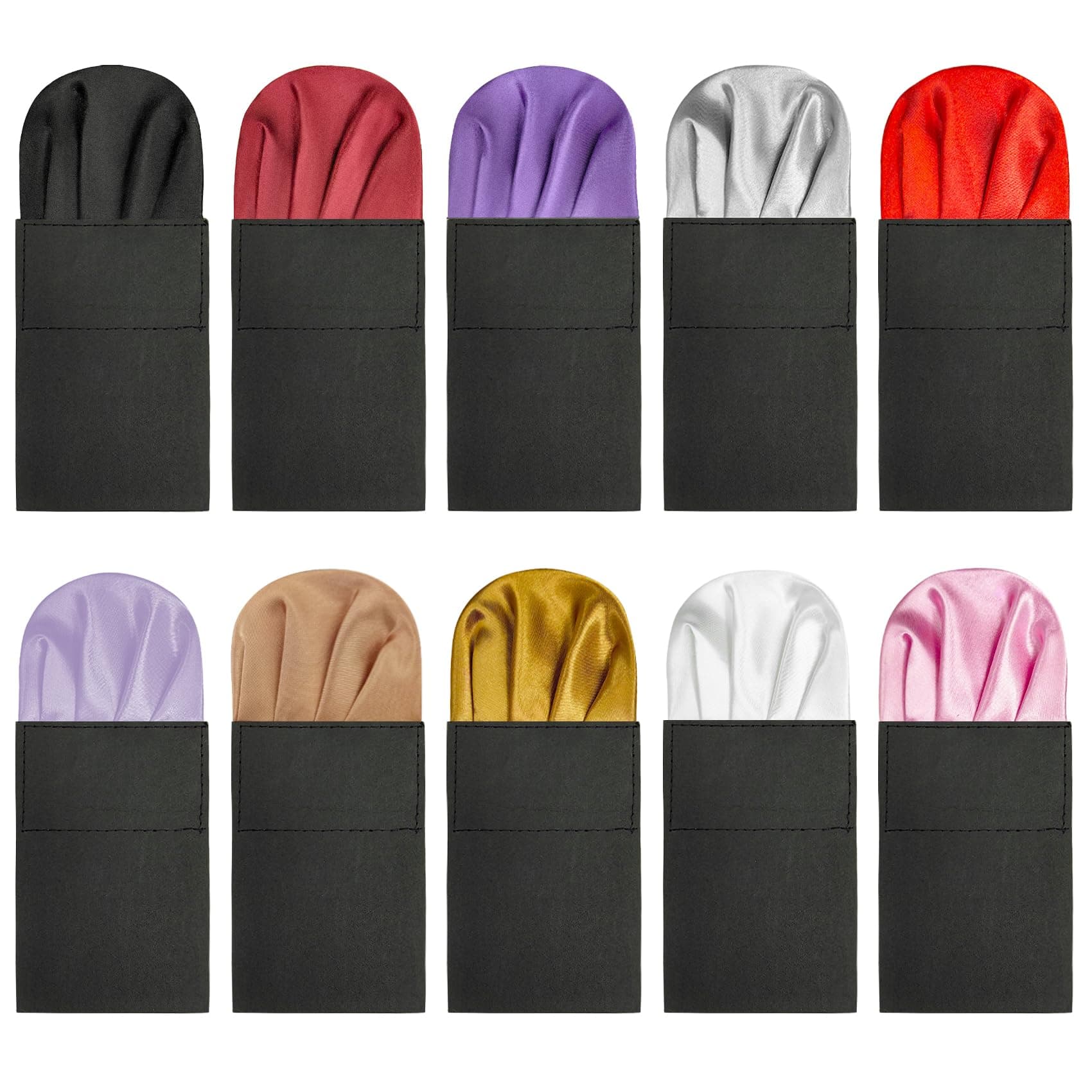 Prefolded Folded Pocket Squares for Men's Suits Structured Hold Shape, No Slipping, Wedding & Business Suit Accessory