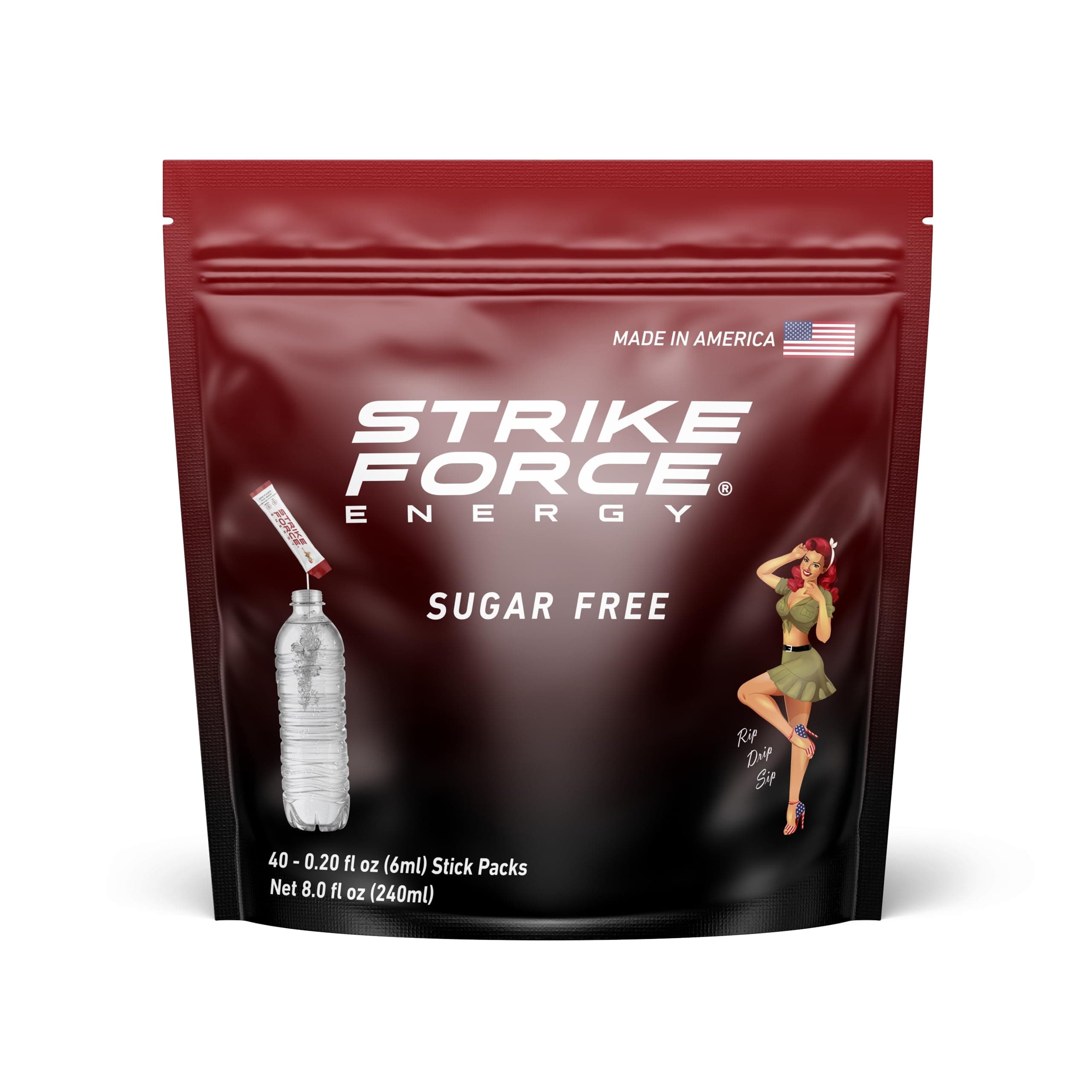 Strike Force Energy Drink Mix - Original Flavor - Natural Tasting Caffeine Drink - Turn Any Drink into a Healthy Energy Drink - Zero Calories, Keto Friendly, Sugar Free, Pre Workout (40 Liquid Packs)