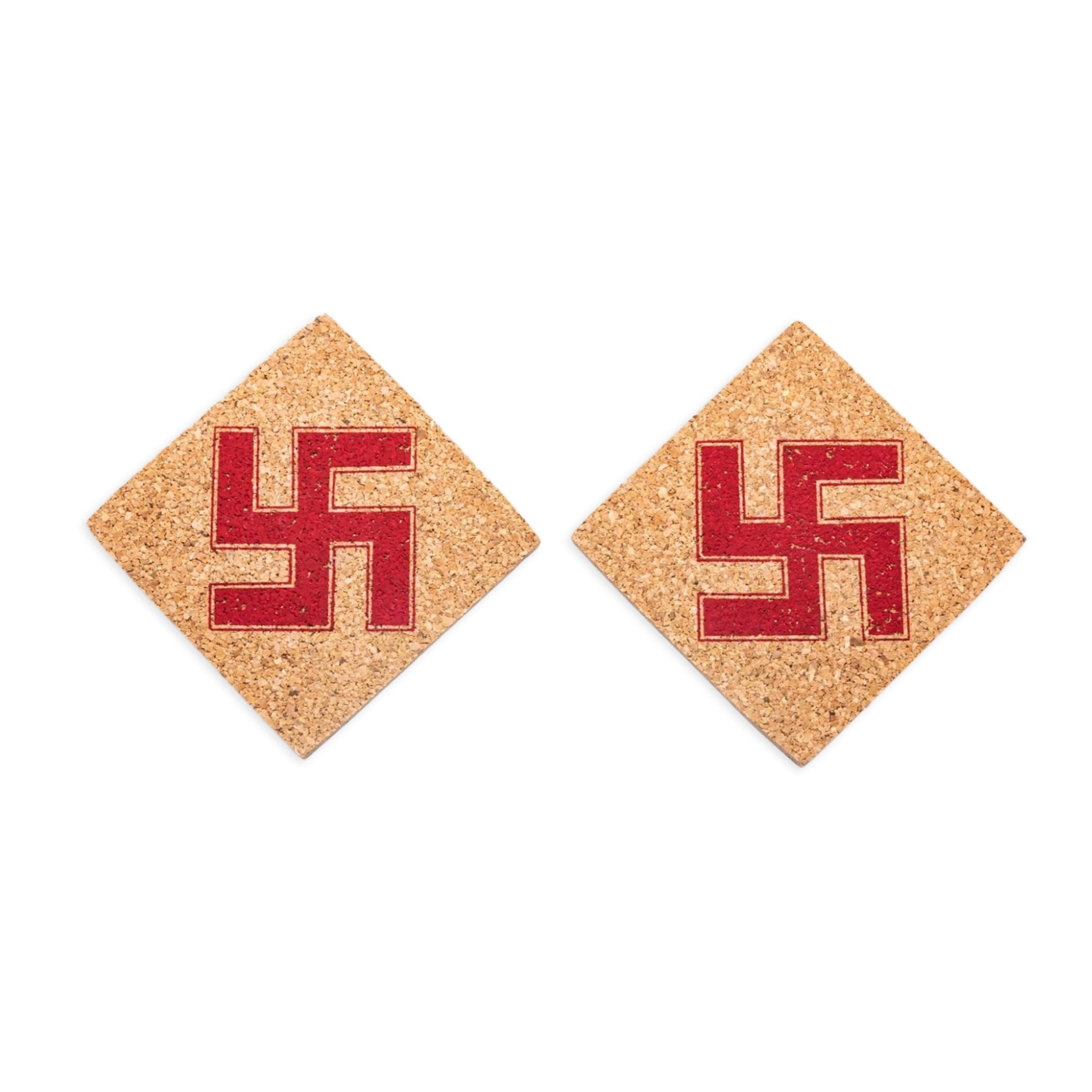 Cork Swastik Vastu Remedies for Overhead Beams, Pillars in Center Brahmasthan of Home Office (Size 3 Inches, 2pcs)