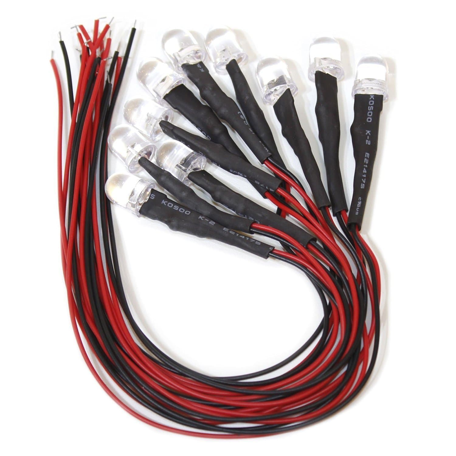 PLASMALED Pre-Wired Diffused 10mm RED LED Round Water Clear Light Emitting Diodes 9-12V DC Lamp Bulb for DIY Car Boat Truck Party Lighting Project (10 Pack)