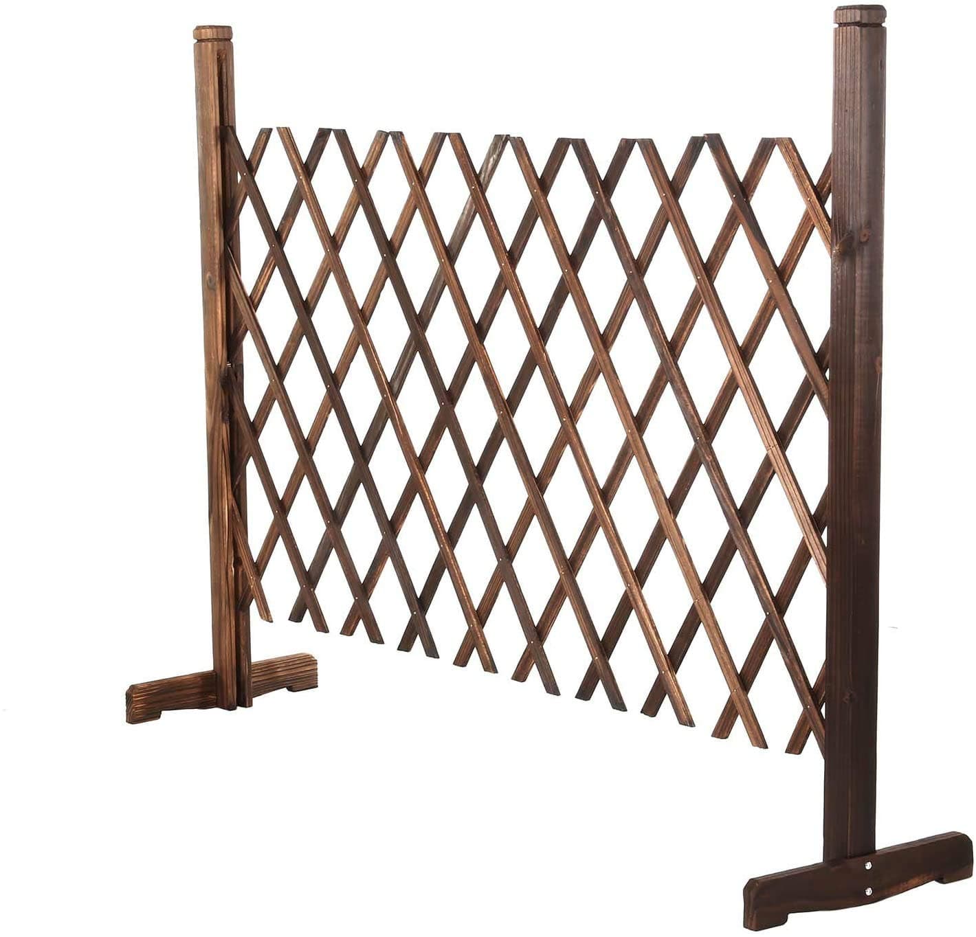 CellDeal Solid Wood Expanding Fence Mobile and Movable Fence Gardeners & Pet Owners Fold-able Design and Lightweight H:90cm x W:30-150 cm From Natural Wood