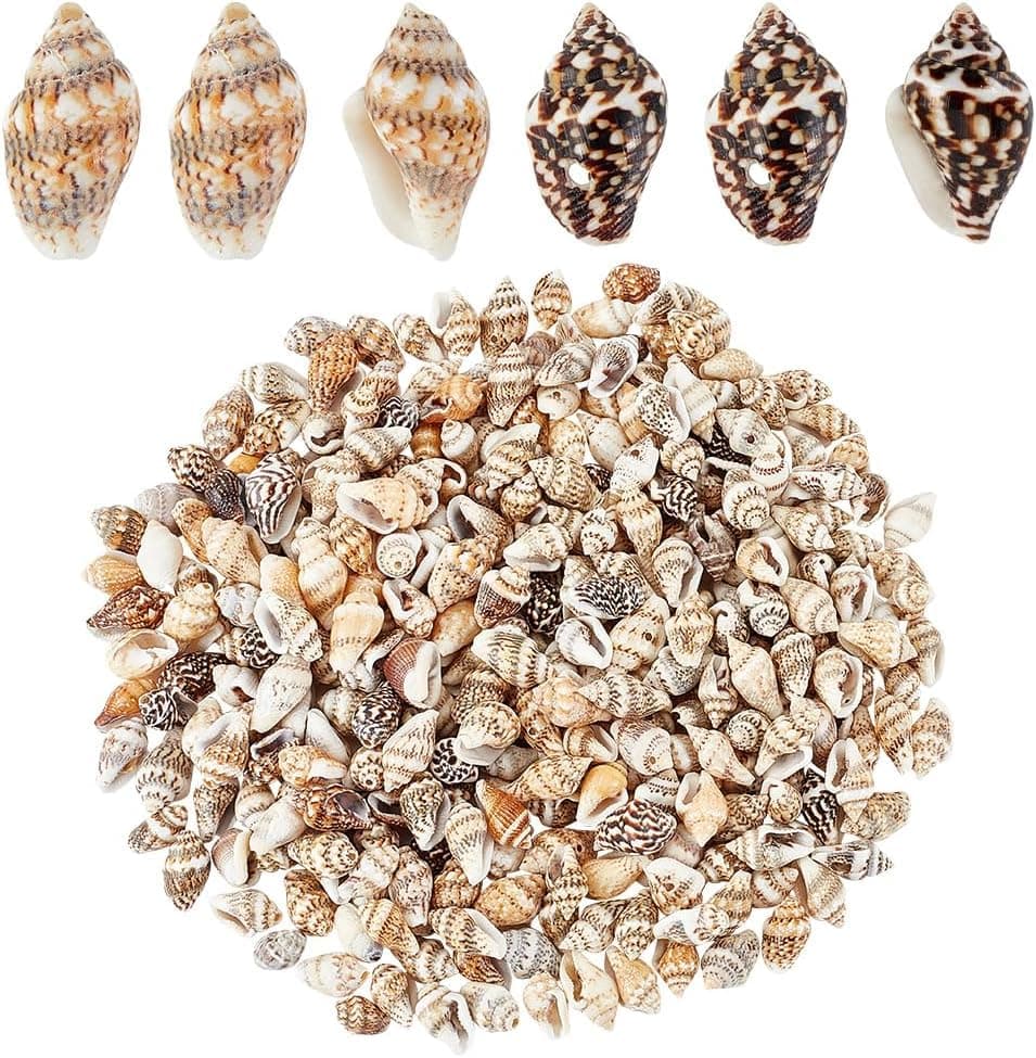 Azonee Natural Seashell Beads, 2 Styles Small Spiral Shells Ocean Beach Sea Shells Drilled Craft Seashells with 1mm Hole for Jewellery Craft Making, Home Party Decoration, Fish Tank 330pcs