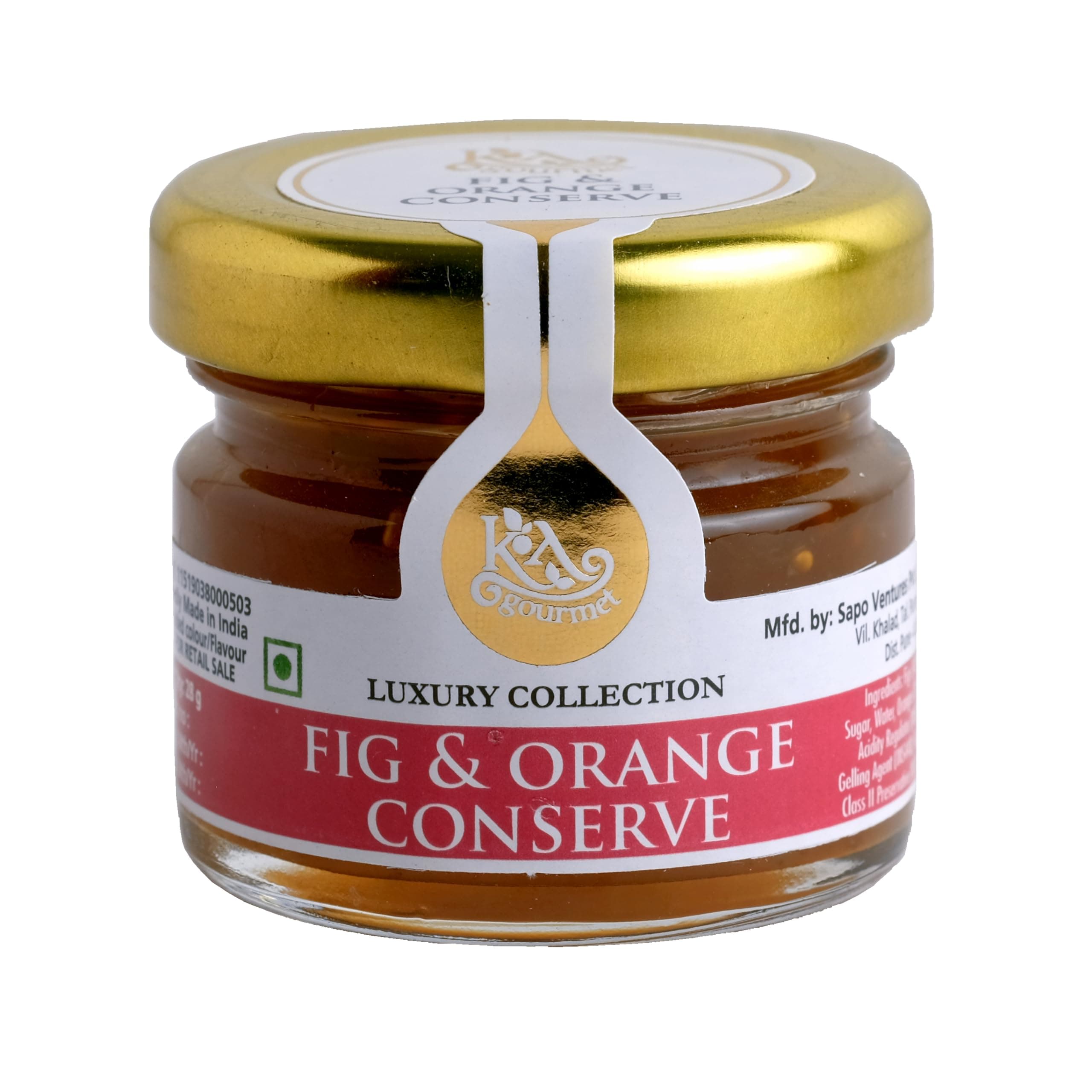 KA Gourmet Fig and Orange Conserve/Jam 28gm x 25- Mini Loved by Karen Anand | Gluten Free, Vegan, No Artificial Colour or Flavour - 28gm (Pack of 25)