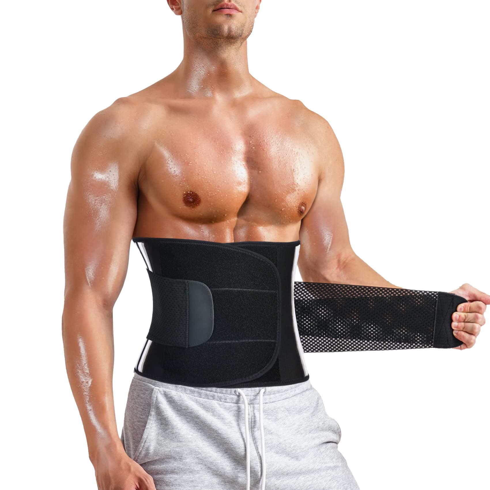 Men Waist Trainer Trimmer Tummy Control Compression Shapewear Body Shaper Sweat Belt