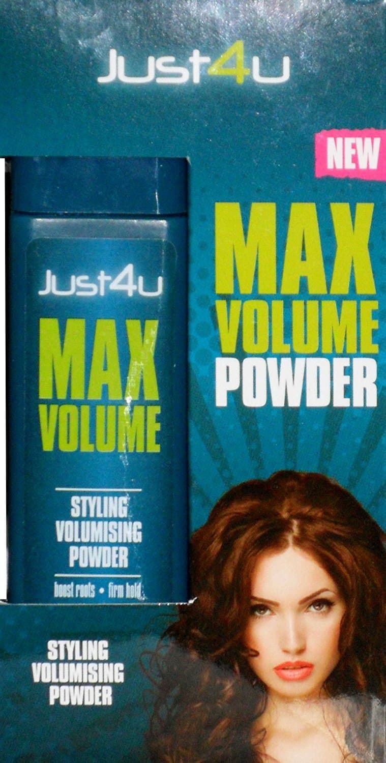 JUST4U MAX VOLUME VOLUMIZING VOLUMISING POWDER HAIR STYLING, Boosts Roots 10gm by Xpel Marketing (English Manual)
