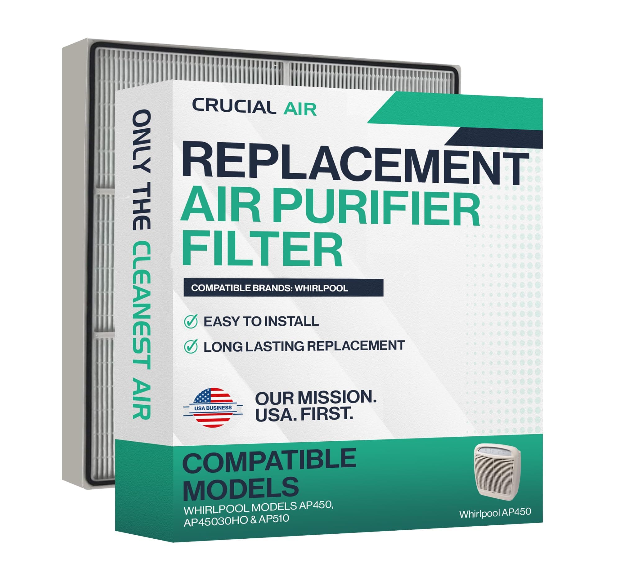 Crucial Air 1 Replacement Air Purifier Filter – Compatible with Whirlpool Part # 8171434K, 1183054K - Large 1183054, 1183054K – Fits Whirlpool Air Purifier Model AP450, AP45030HO, AP510 – (1 Pack)