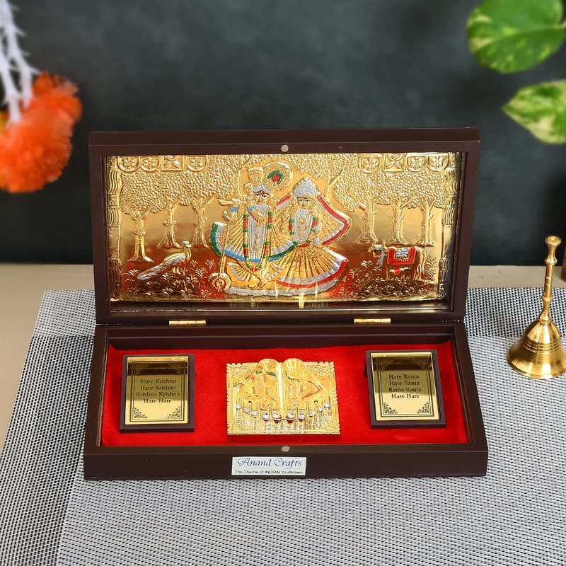 Laxmi Kuber Charan Paduka | Laxmi Kubera Idol | Laxmi Kuber Yantra Original | Gold Plated | Charan Paduka Box for Pooja, Weeding Gifts & House Warming | Prayer Box | Diwali Gifts