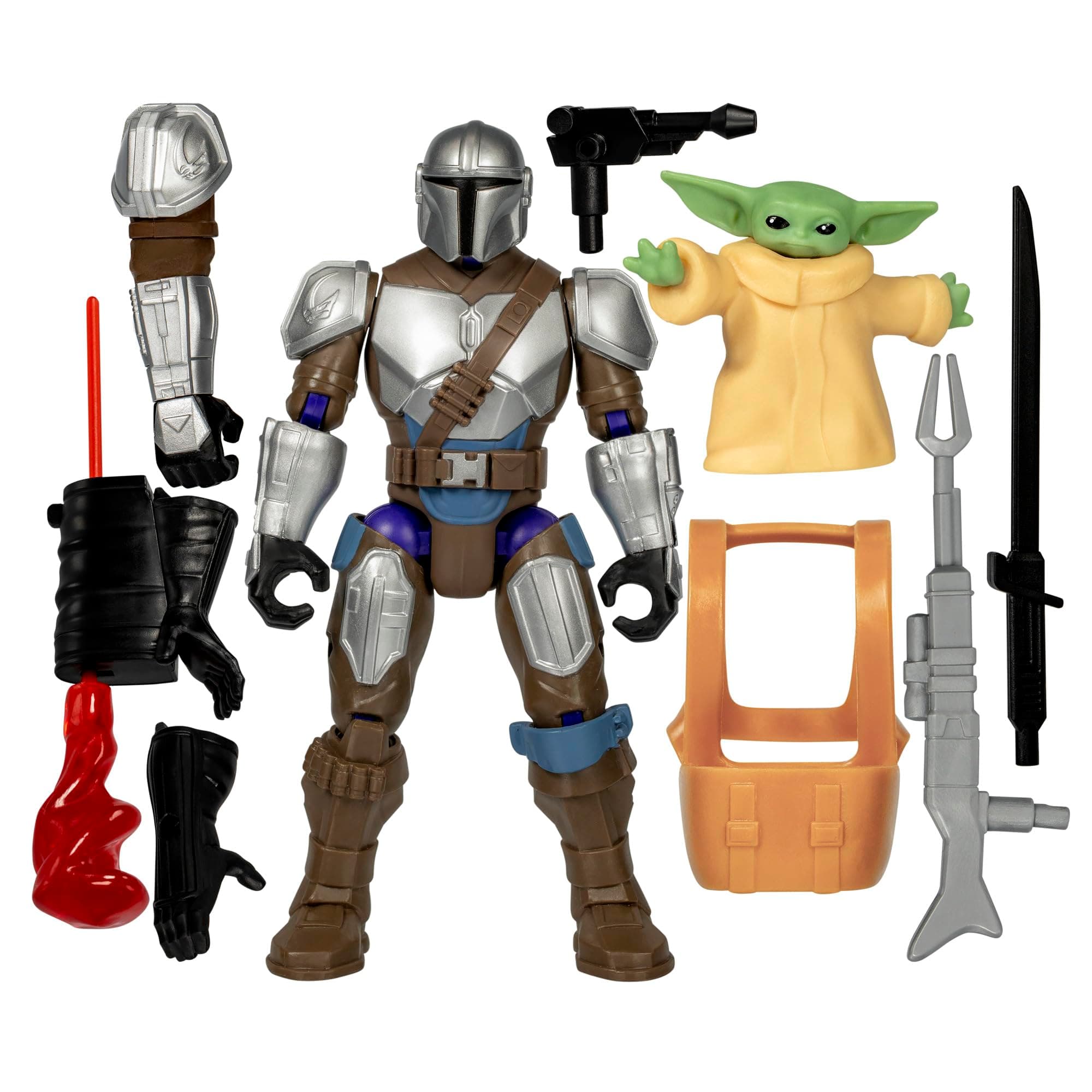 Star Wars MixMashers Deluxe Mandalorian Figure with Grogu to Mix and Combine with Accessories