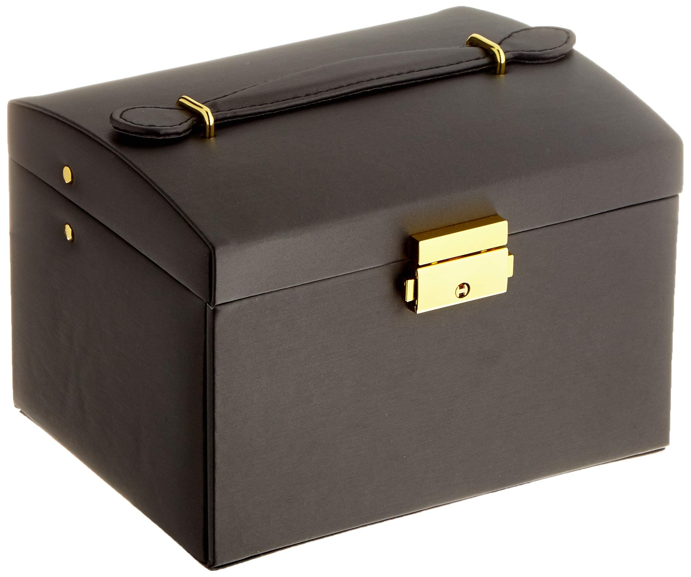 JOJJJOJ Jewellery Box Jewellery Oganiser Three Layers PU Leather Jewelry Storage Box with Mirror and Lock for Girls and Women's Gift (Color : Black)