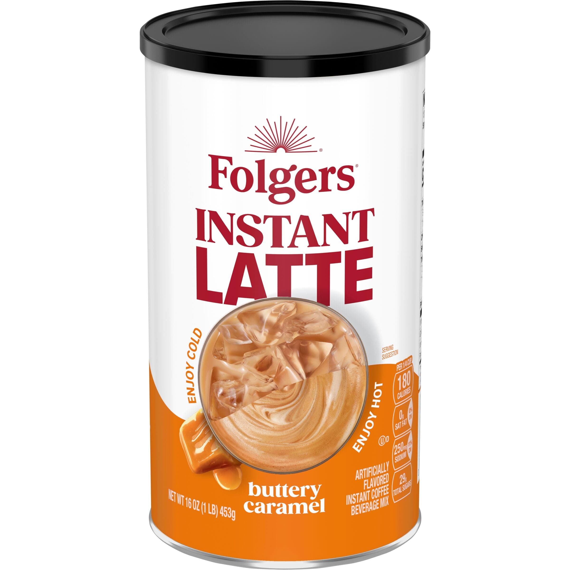 Folgers Buttery Caramel Flavored Instant Latte, 16 Ounce