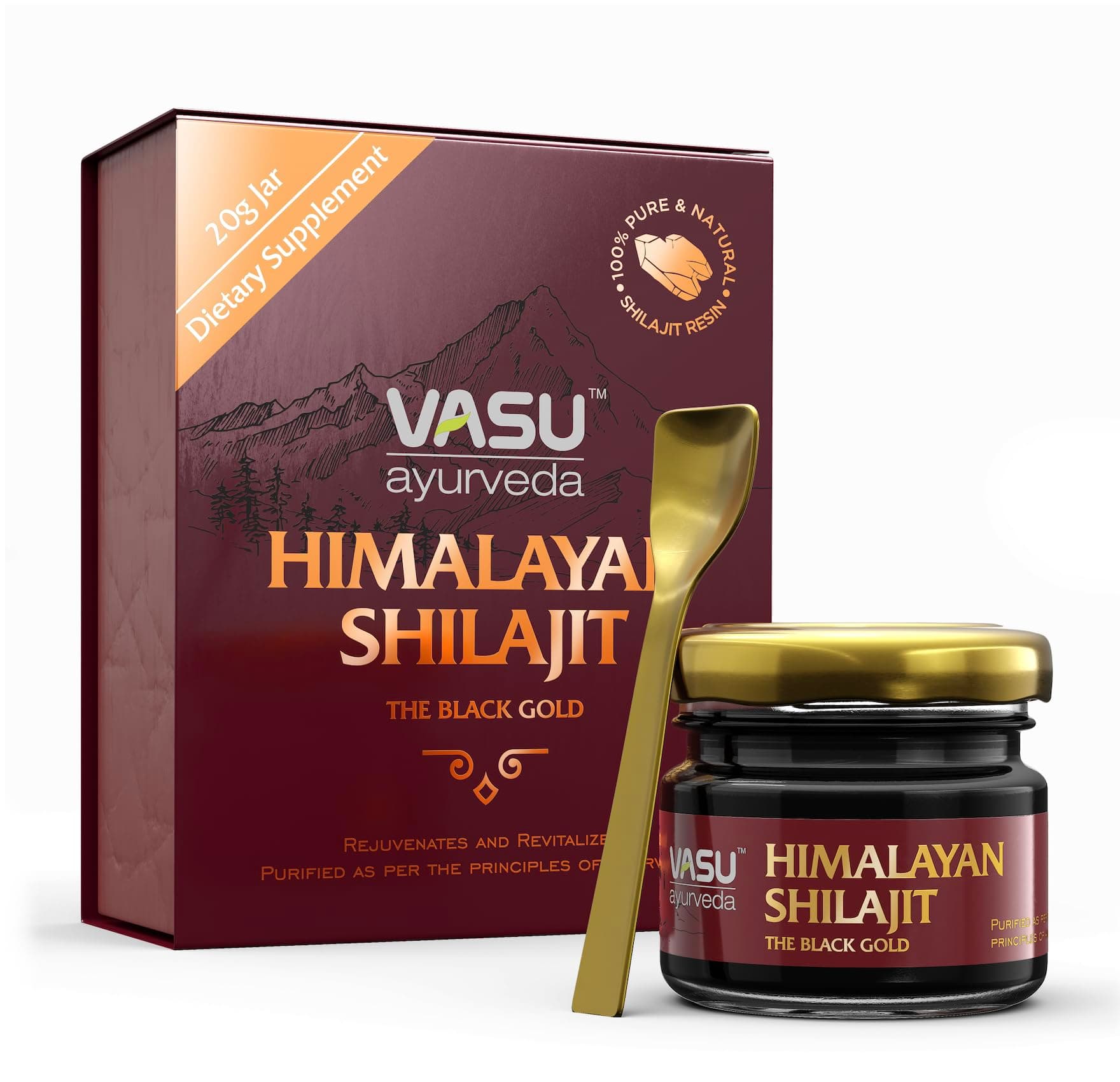Ayurveda Himalayan Shilajit Resin 400mg – Lab Tested Natural Energy Booster with Fulvic Acid & 85+ Trace Minerals – Pure Shilajit for Men & Women – 50 Days Supply for Strength & Stamina (1-Pack)
