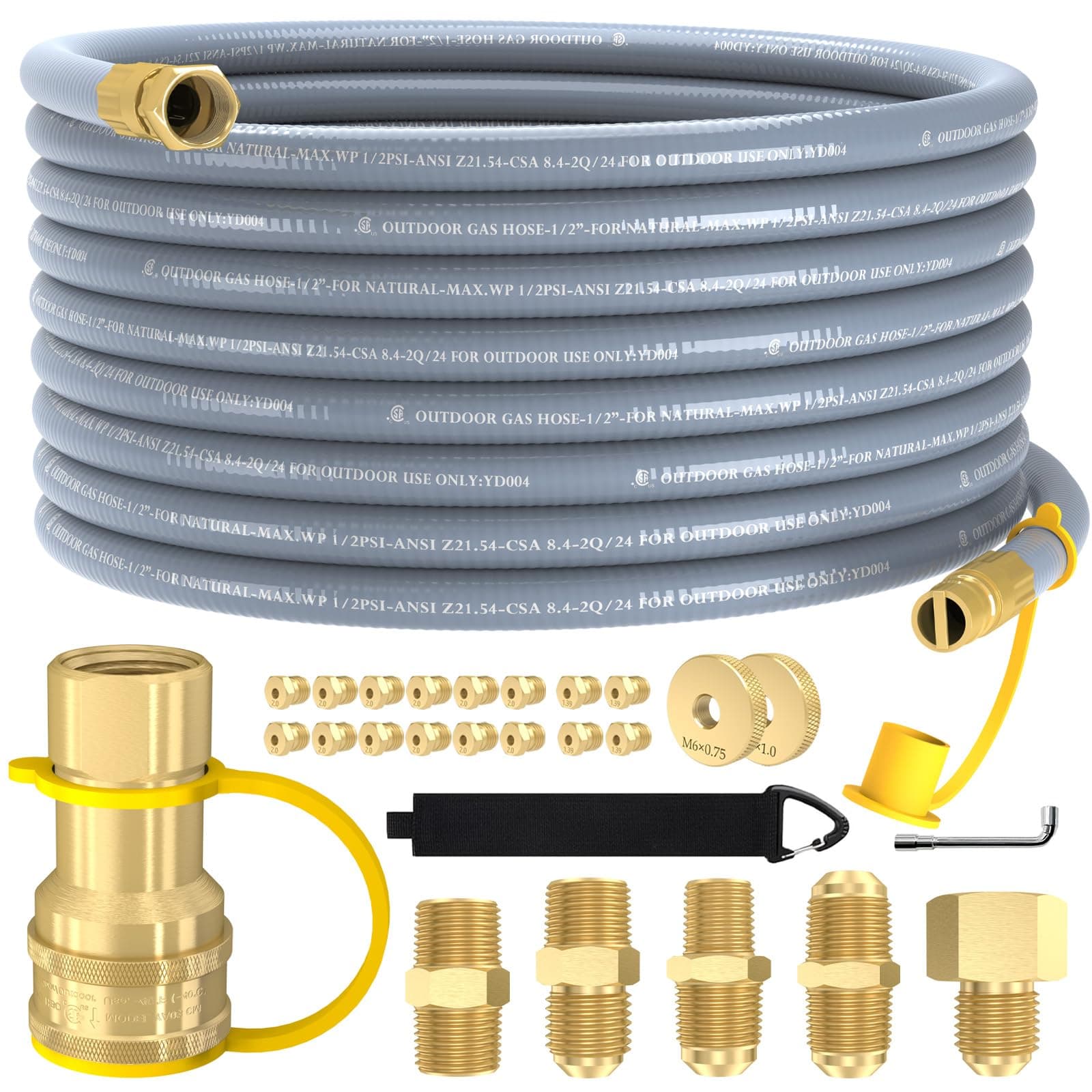 18FT 3/8" Natural Gas Hose, Low Pressure LPG Hose with Quick Connect, For 5249 Blackstone Griddle Weber, Char-Broil,Pizza Oven, Patio Heater and More NG Appliance Propane to Natural Gas Conversion Kit