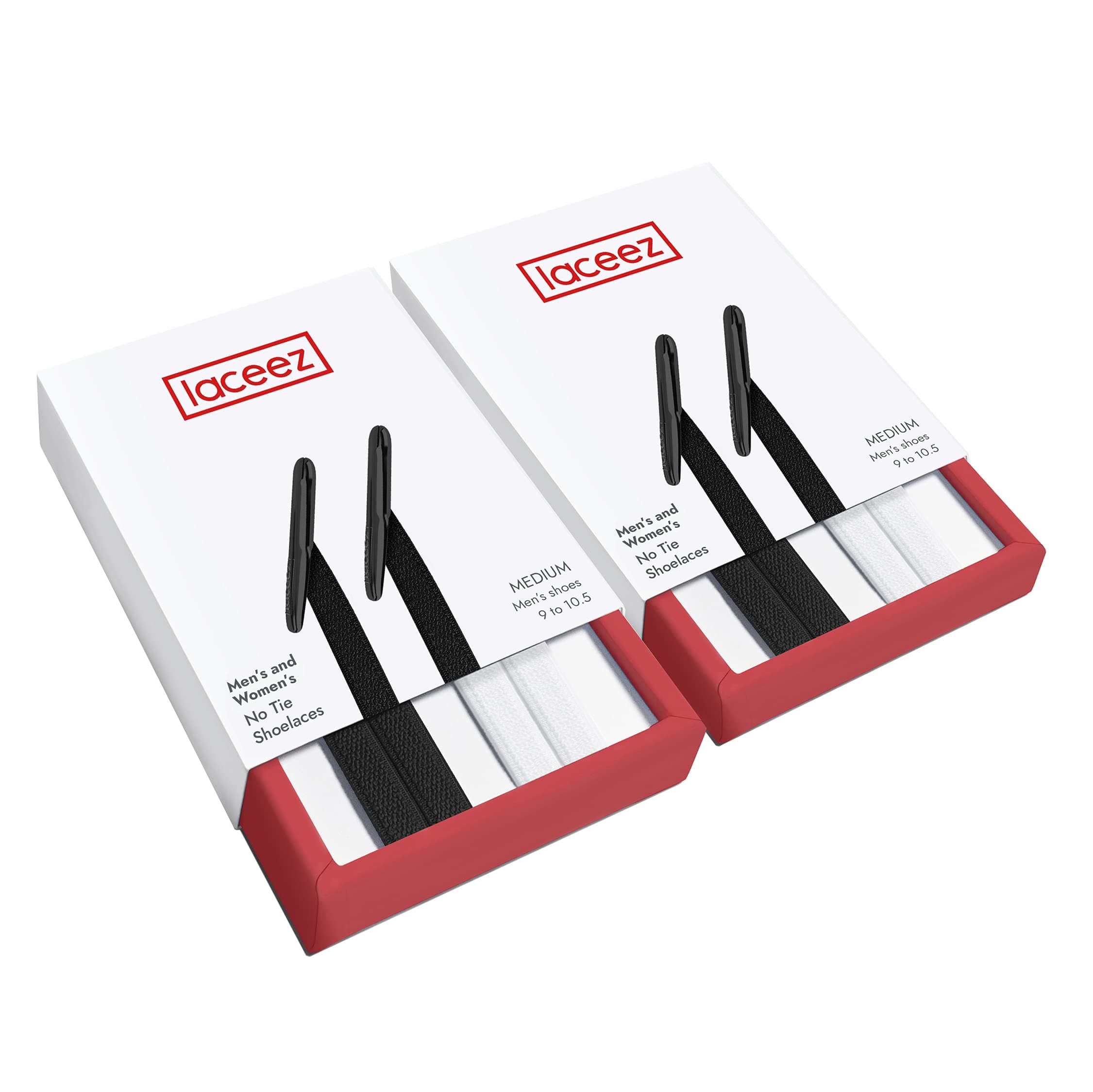 No Tie Shoelaces for Adults - Women's 4-pack- 4 Pairs Laces For Casual, Athletic, Lifestyle Sneakers (XS: Size 5 to 6.5, White & Black)