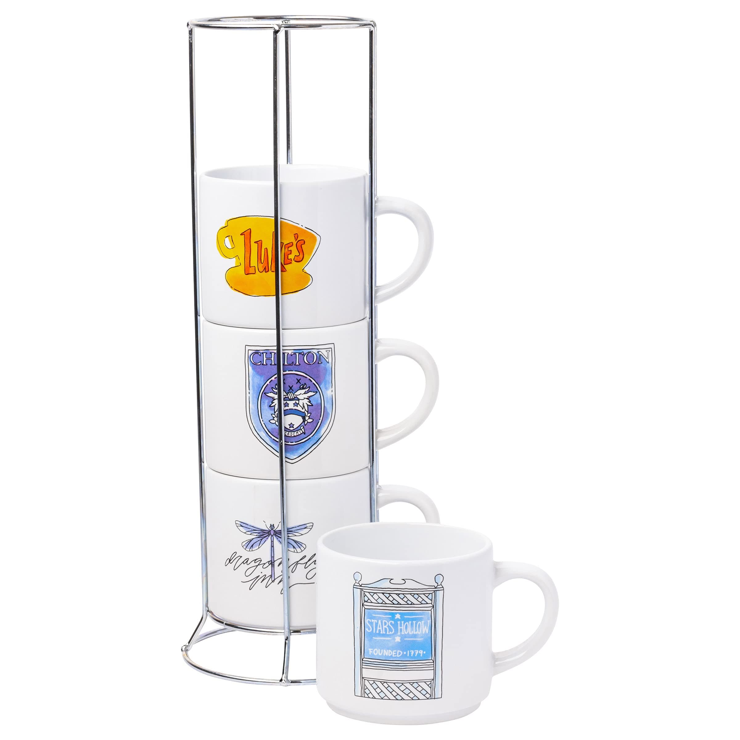 Gilmore Girls Locations 4pc Ceramic Mug Stack, 10 Ounces