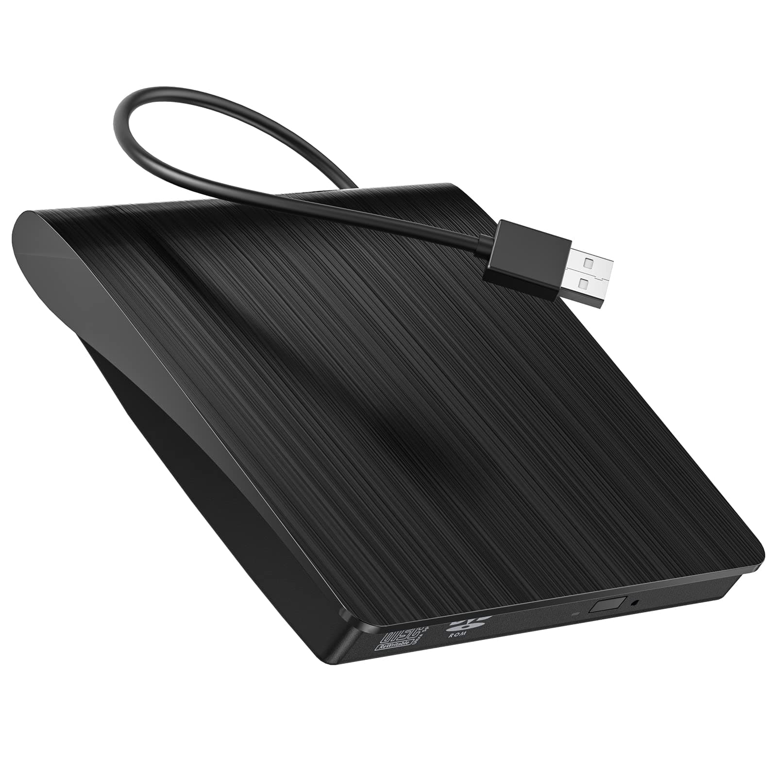 External CD DVD Drive USB 3.0 Portable CD/VCD +/-RW Drive Slim VCD/CD ROM Rewriter Burner Floppy Superdrive for Laptop Desktop Laptop,Windows 7/8/10/XP/Vista/Mac OS (Black)