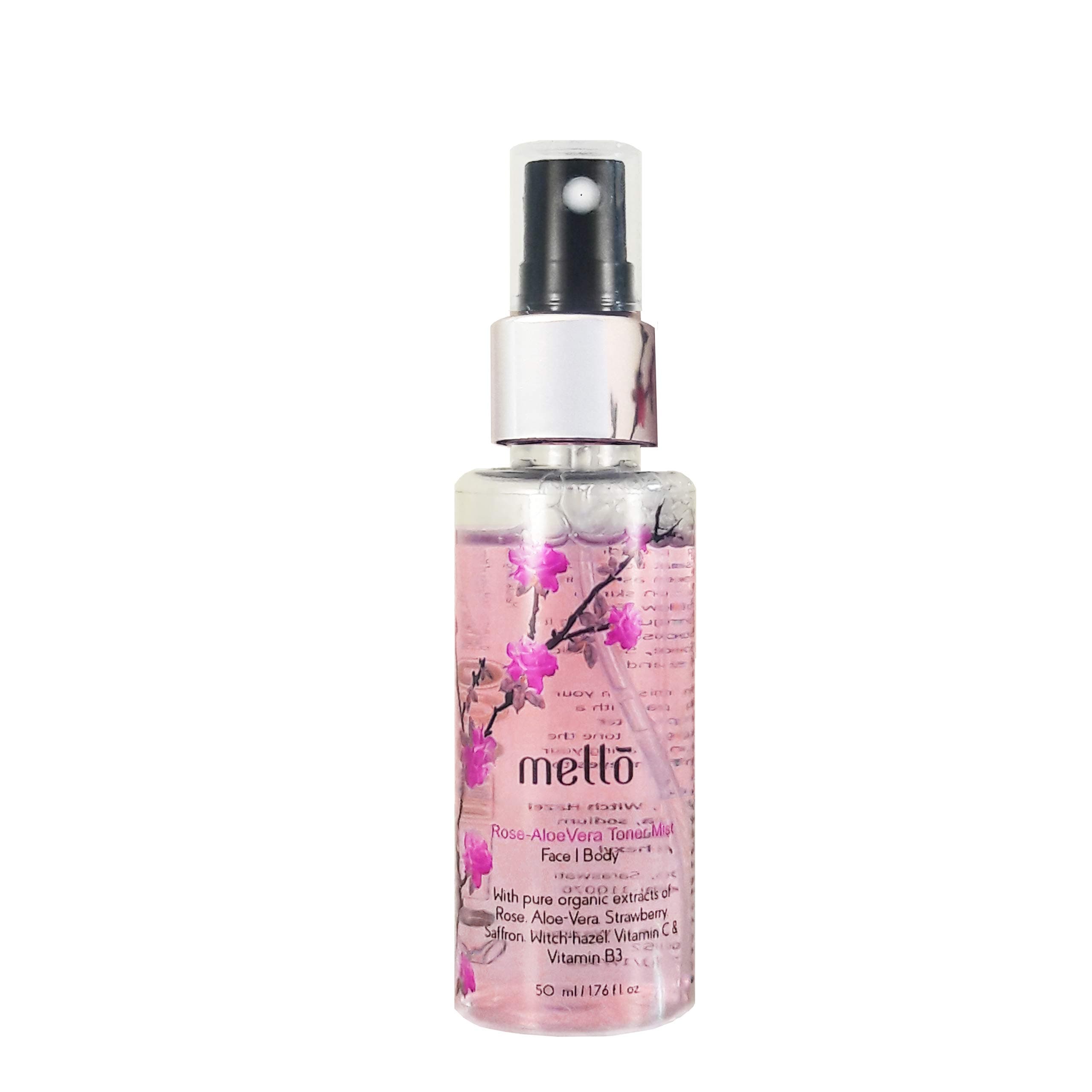MELLO Rose Aloevera mist toner spray for face | hydrating and refreshing | 50ml | with Strawberry, Saffron, Vitamin C, Vitamin B3