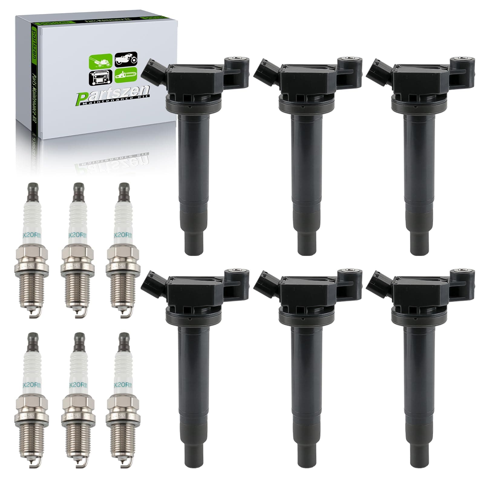 partszen UF267 6X Ignition Coil + 6X Spark Plug for 2001-2006 for Lexus ES300 RX300 RX400h Toyota Sienna Highlander Avalon Camry Solara,88921393 9008019016 9091902234