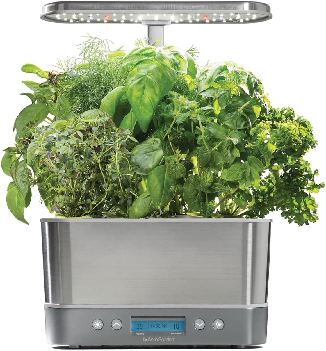 AeroGarden Harvest Elite Indoor Garden Hydroponic System with LED Grow Light and Seed Kit, Holds up to 6 Pods, Stainless Steel.