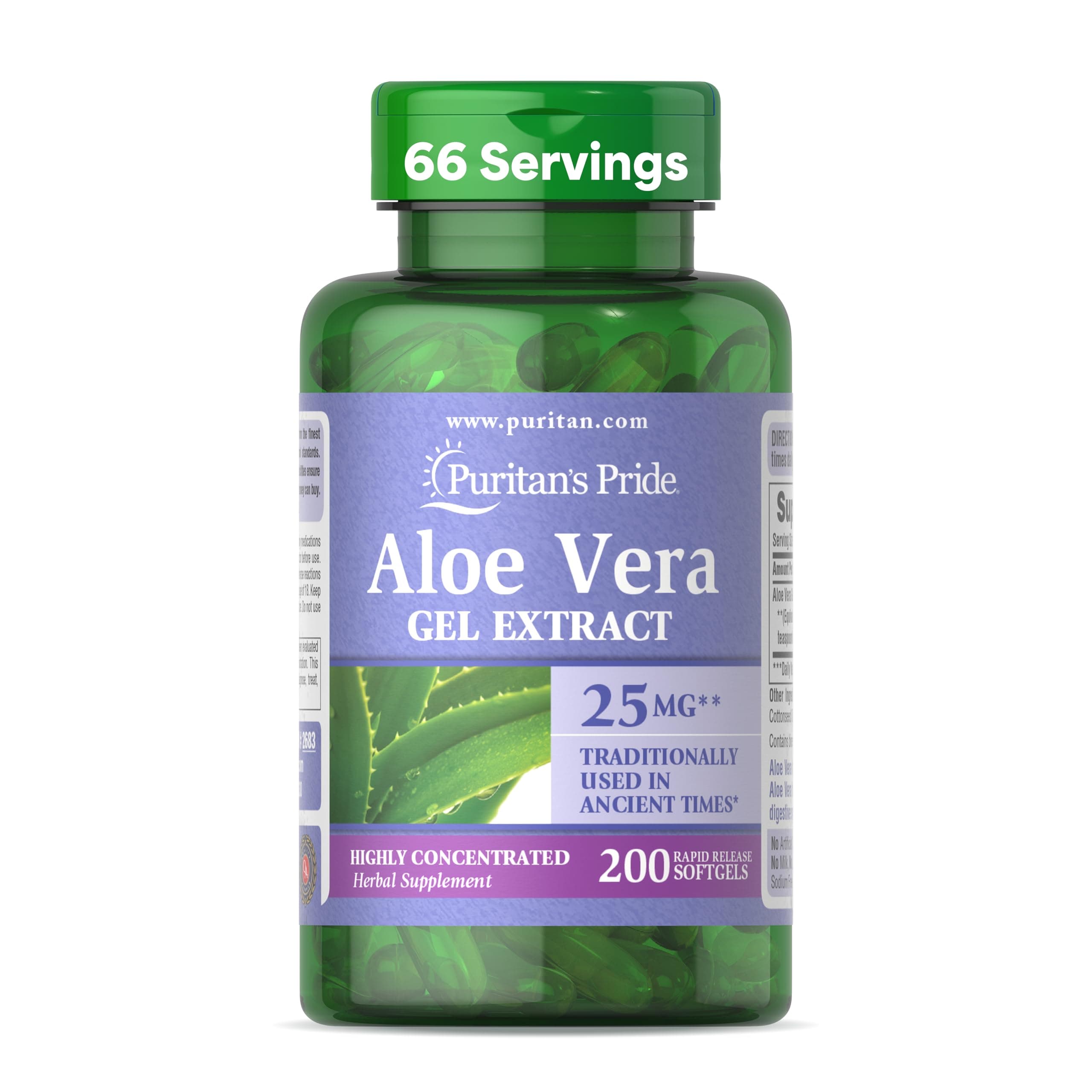 Aloe Vera Extract 25 mg-200 Softgels