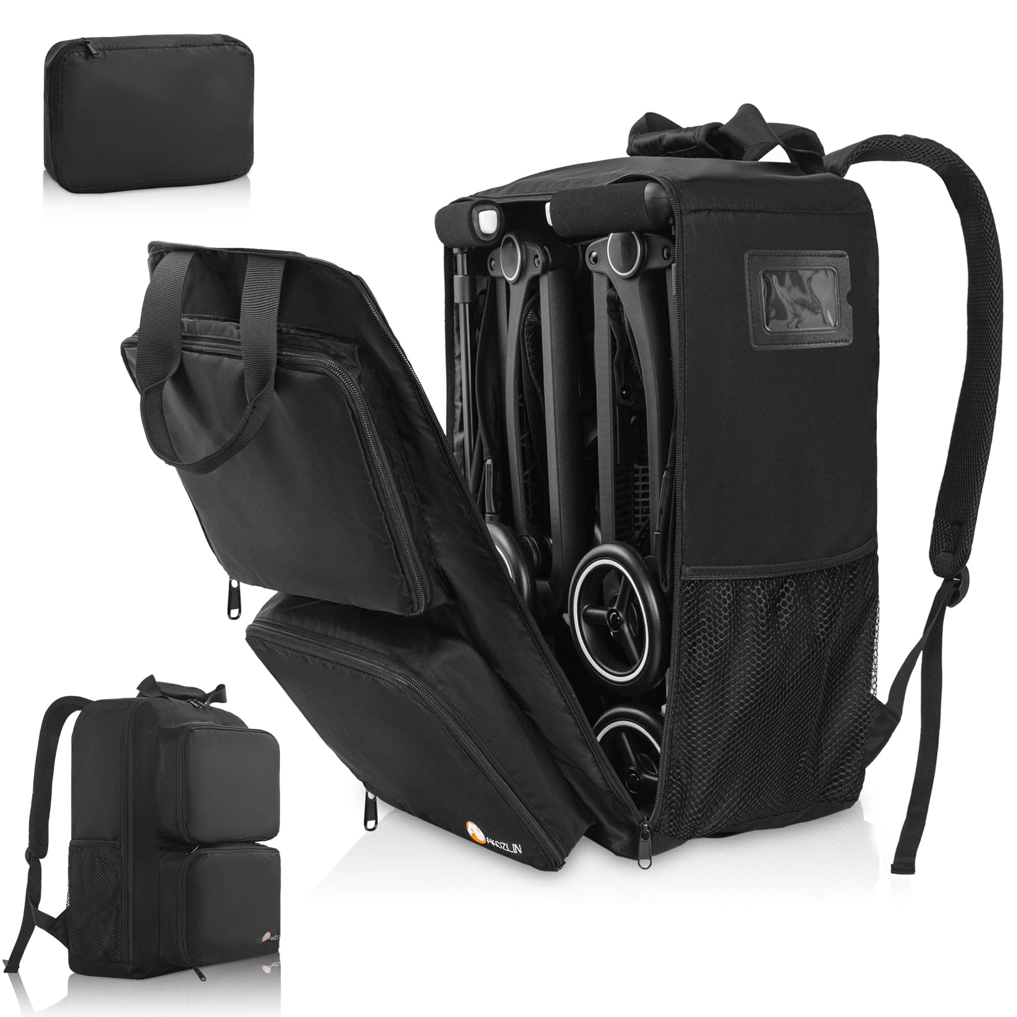 Foldable Stroller Travel Bag Backpack 14.2"X8.7"X20.5" Compatible with GB Pockit+ All City/GB Pockit Air All Terrain/Gb Pockit Stroller Upgrade Version, Black (Bag Only)