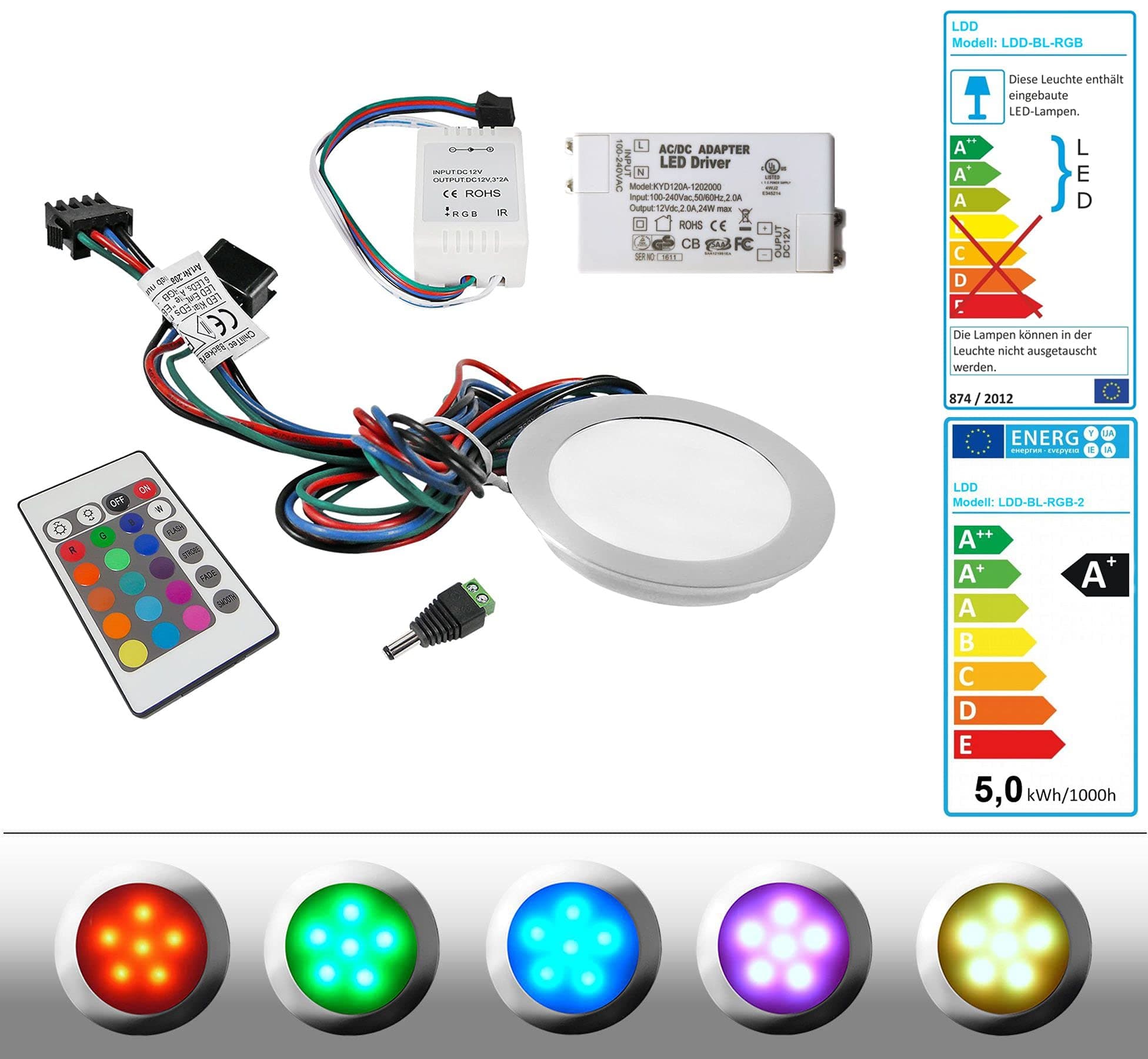 RGB LED Recessed Floor Light RGB LED Portia Laminate Recessed RGB LED Recessed RGB Controller & Remote Control Modern Set of 10 [Energy Class A+]