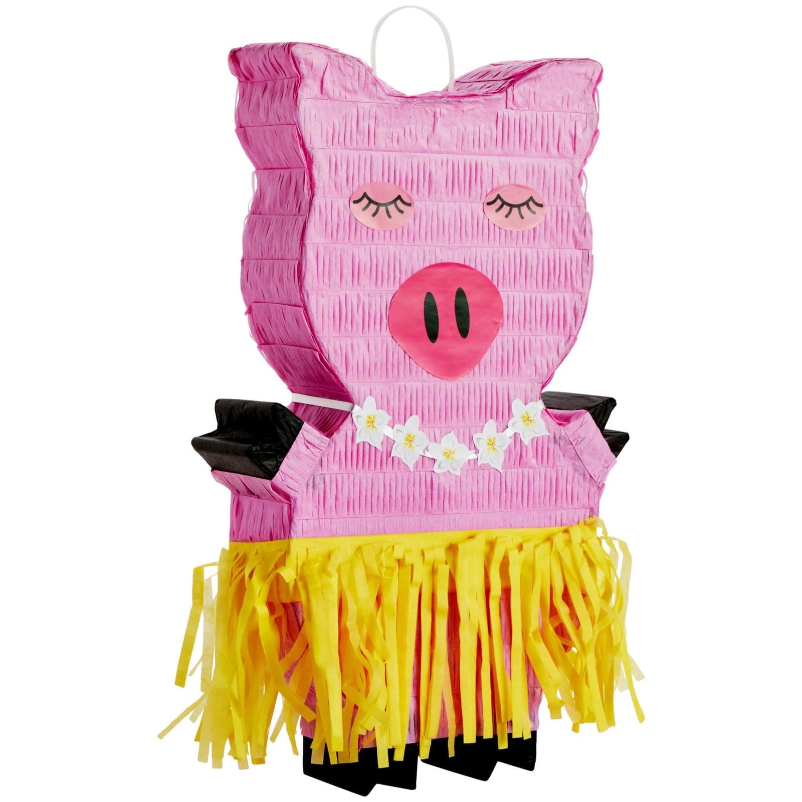 Juvale Hawaiian Luau Pig Party Pinata, Pink/Yellow, 16.5 x 10 x 3 Inches