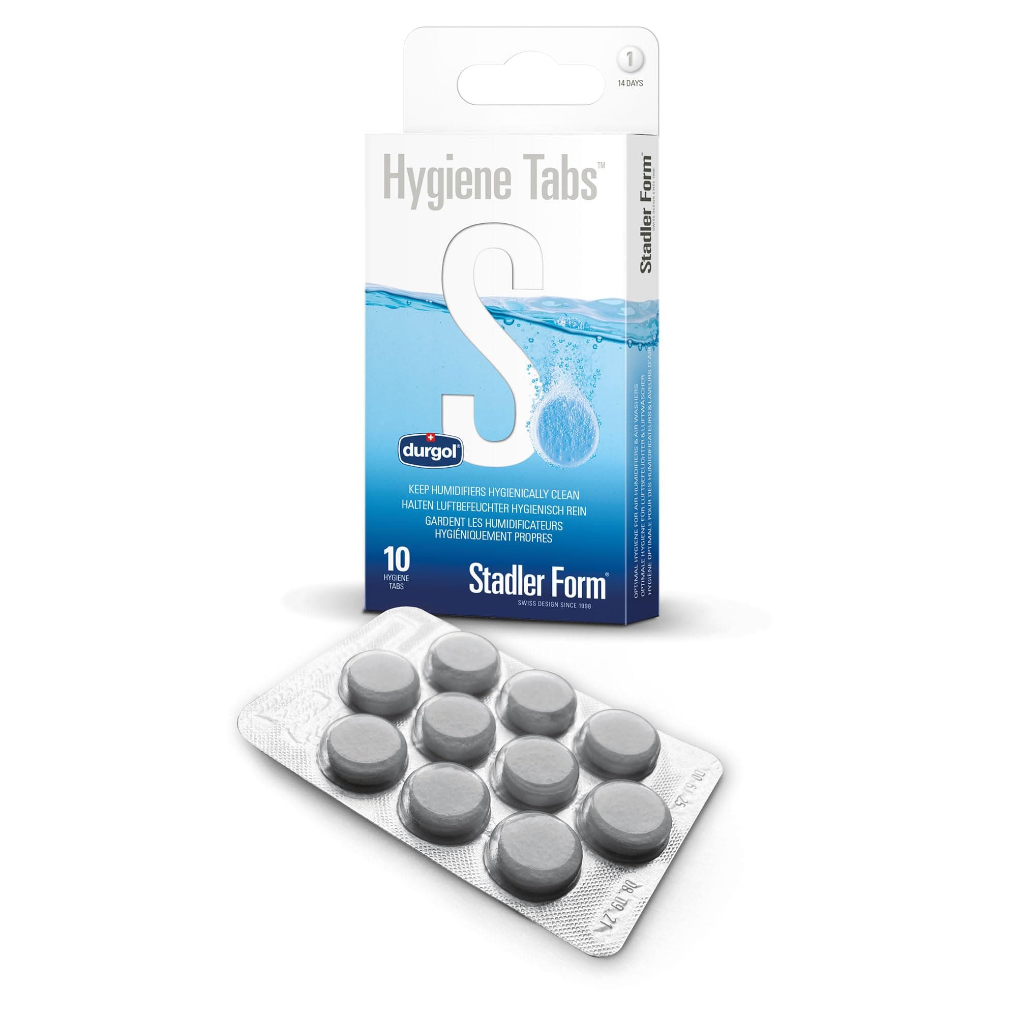 Stadler Form Hygiene Tabs, hygiene agent for humidifiers and air washers, easy to use, biodegradable, 10 tabs for optimum water hygiene and 5 months of humidifier operation