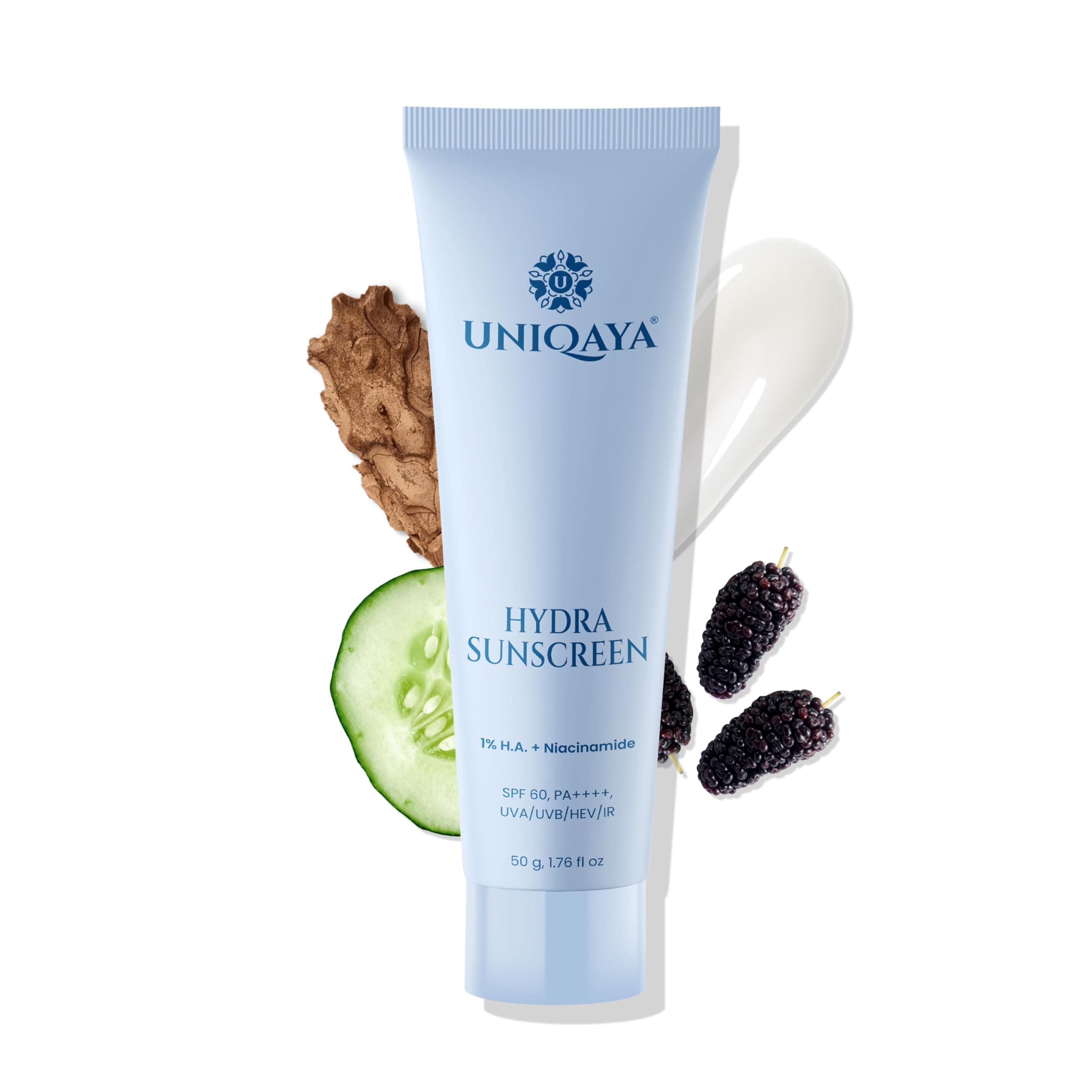 Uniqaya Hydra Sunscreen SPF 60 PA++++ | Hyaluronic Acid & Niacinamide Sunscreen For All Skin Types | (50gm)