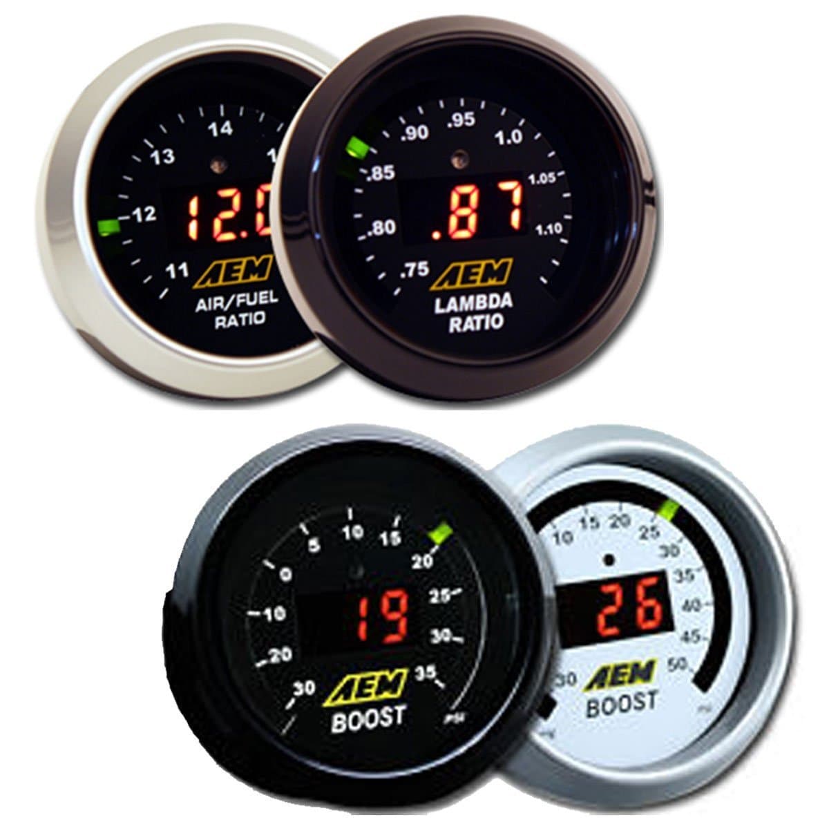 2 Gauge Display Set - UEGO WideBand A/F Ratio Gauge (30-4110) + Boost Pressure Gauge (30-4406)