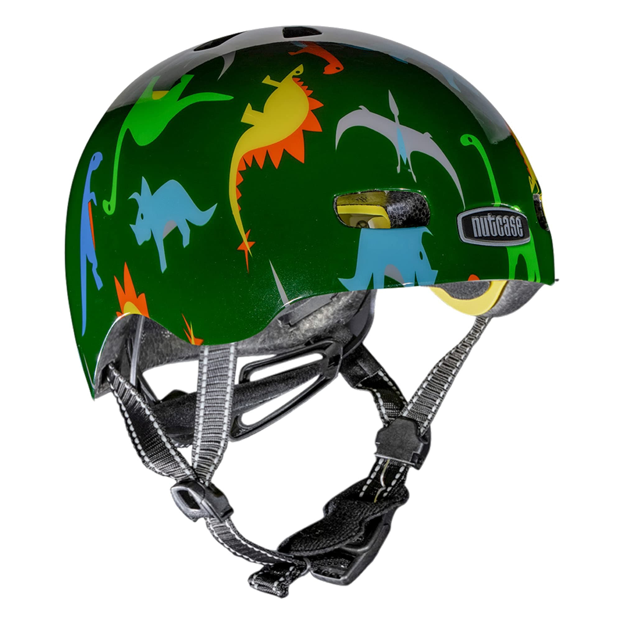 Nutcase, Baby Nutty, Toddler Bike Helmet with MIPS Protection System and Magnetic Buckle, Dino Mite Gloss, XXS