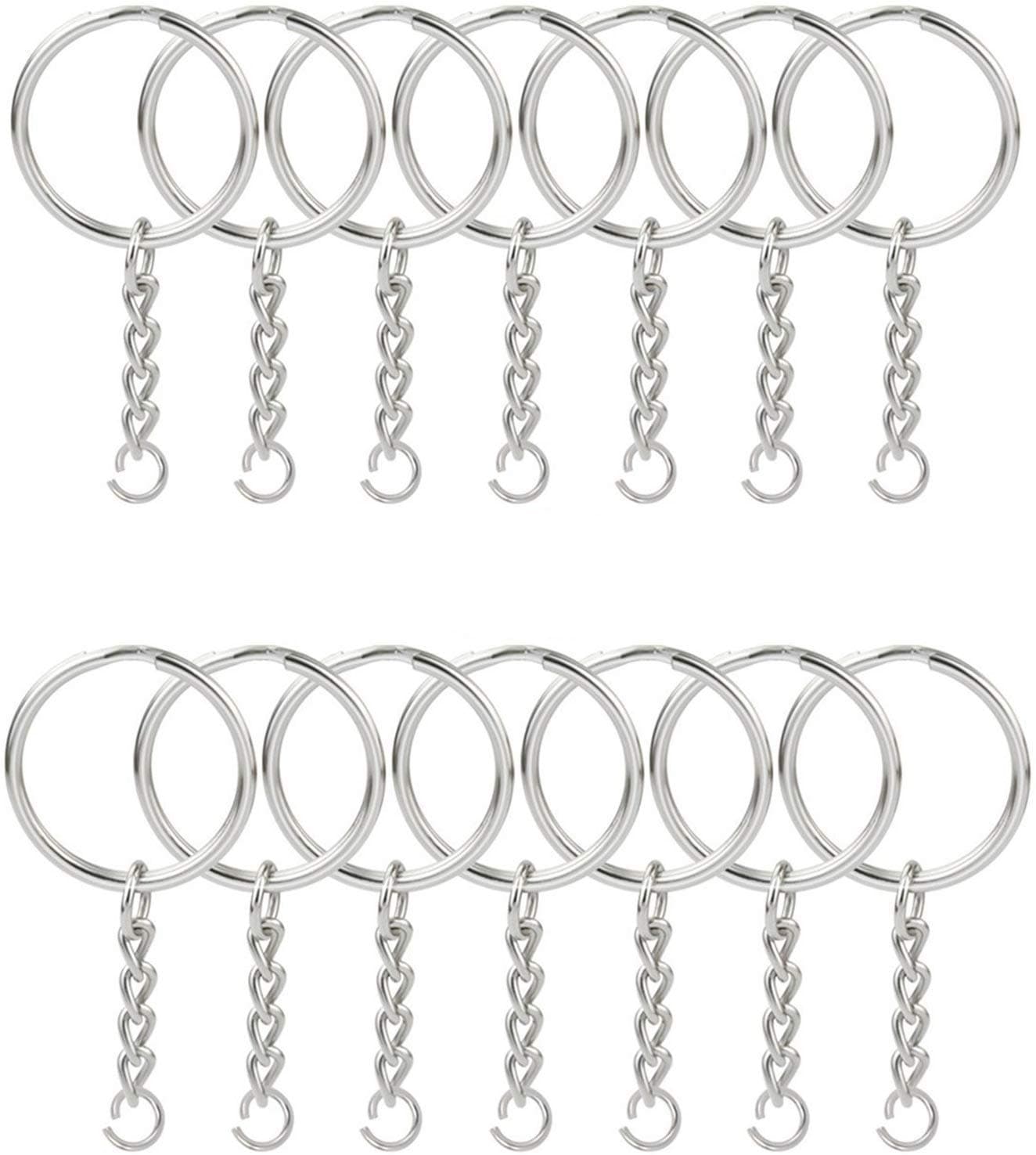 KINGFOREST 150-Piece Split Key Ring Kit with Chains & Jump Rings - 1 Inch Silver Nickel Bulk Jewelry Making Supplies for DIY Keychains, Charms, Crafts