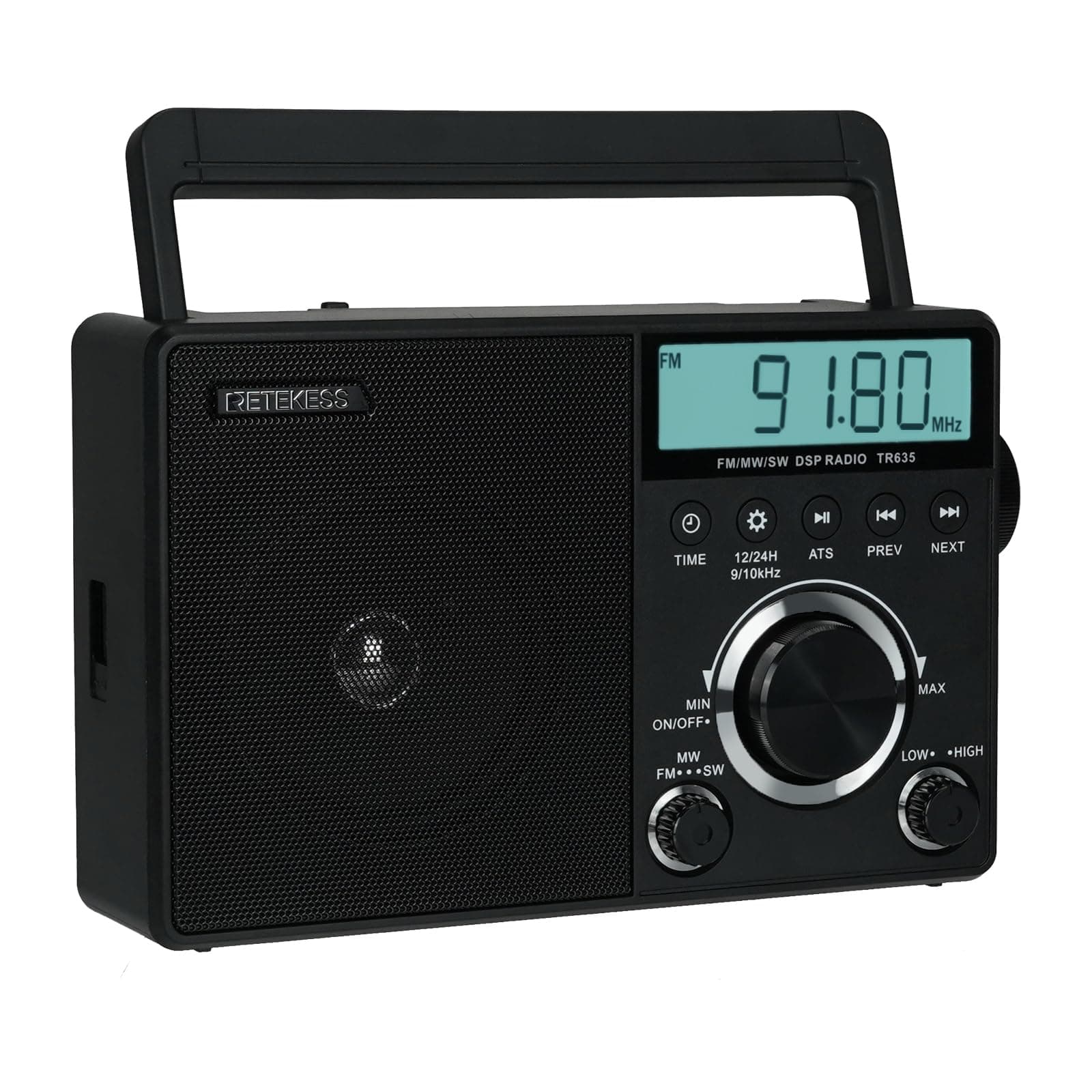 Retekess TR635 Portable Digital Radio,AM FM Shortwave Radios,Backlight LCD Display,Clock,Battery Operated Radio or AC Power,for,Elder,Home