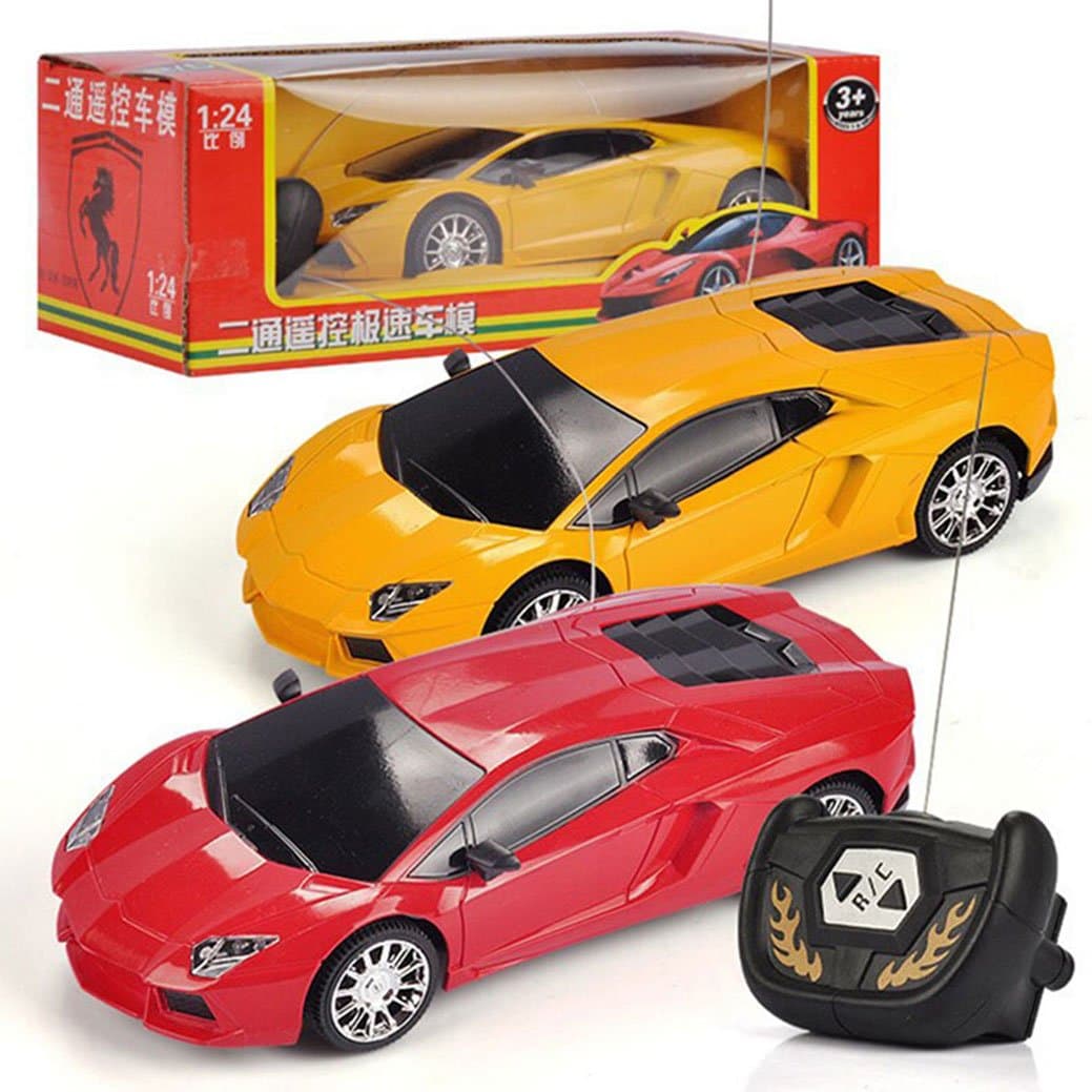 Amazemarket Random Luxury Kids Toy 1:24 Scale Remote Control Supercar Car Model Radio Control 2 Channels Radio RC Indoor Outdoor Sports Children Electronic Gift (random color)