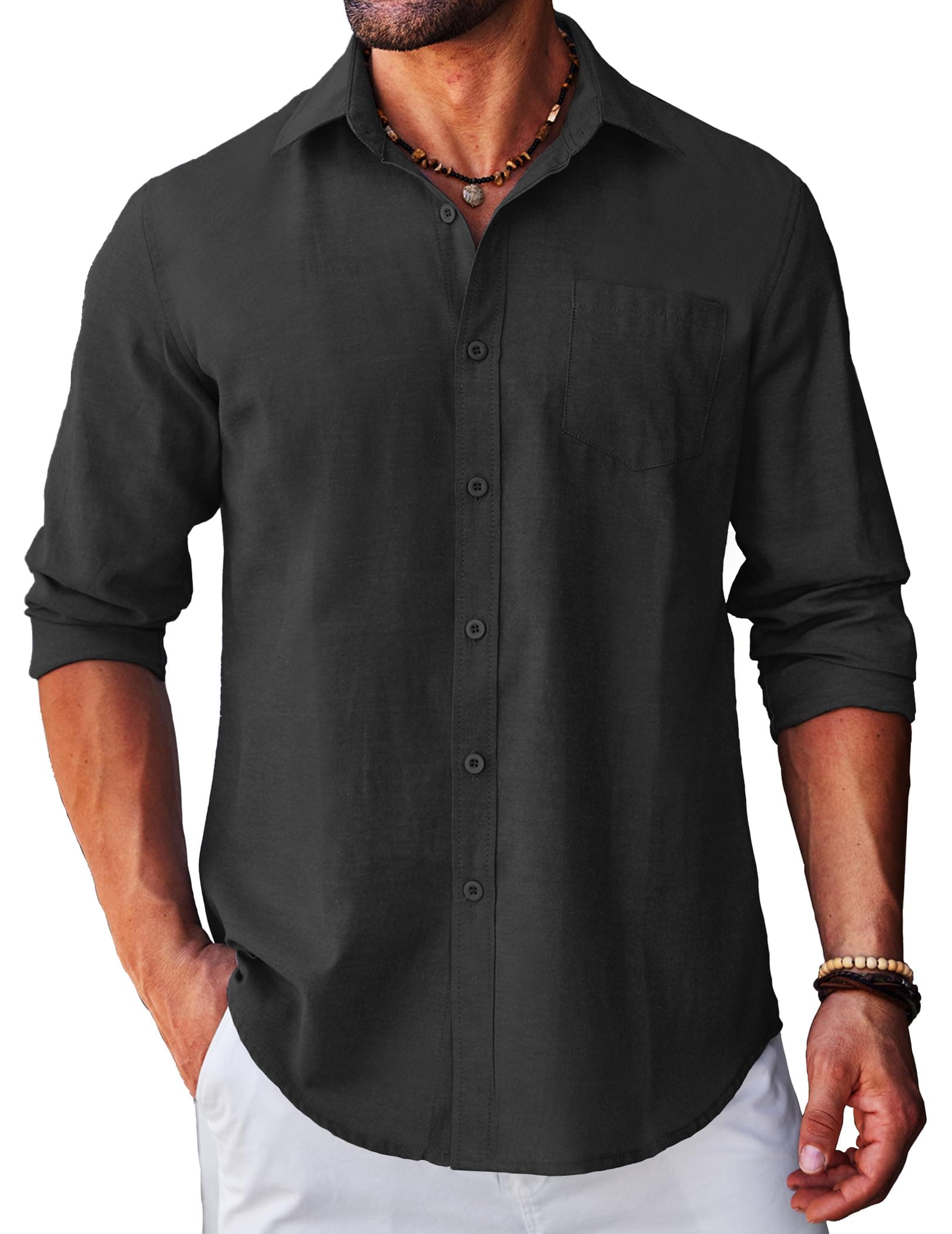COOFANDY Men's Long Sleeve Button Down Shirt Casual Untucked Regular-Fit Oxford Dress Shirts