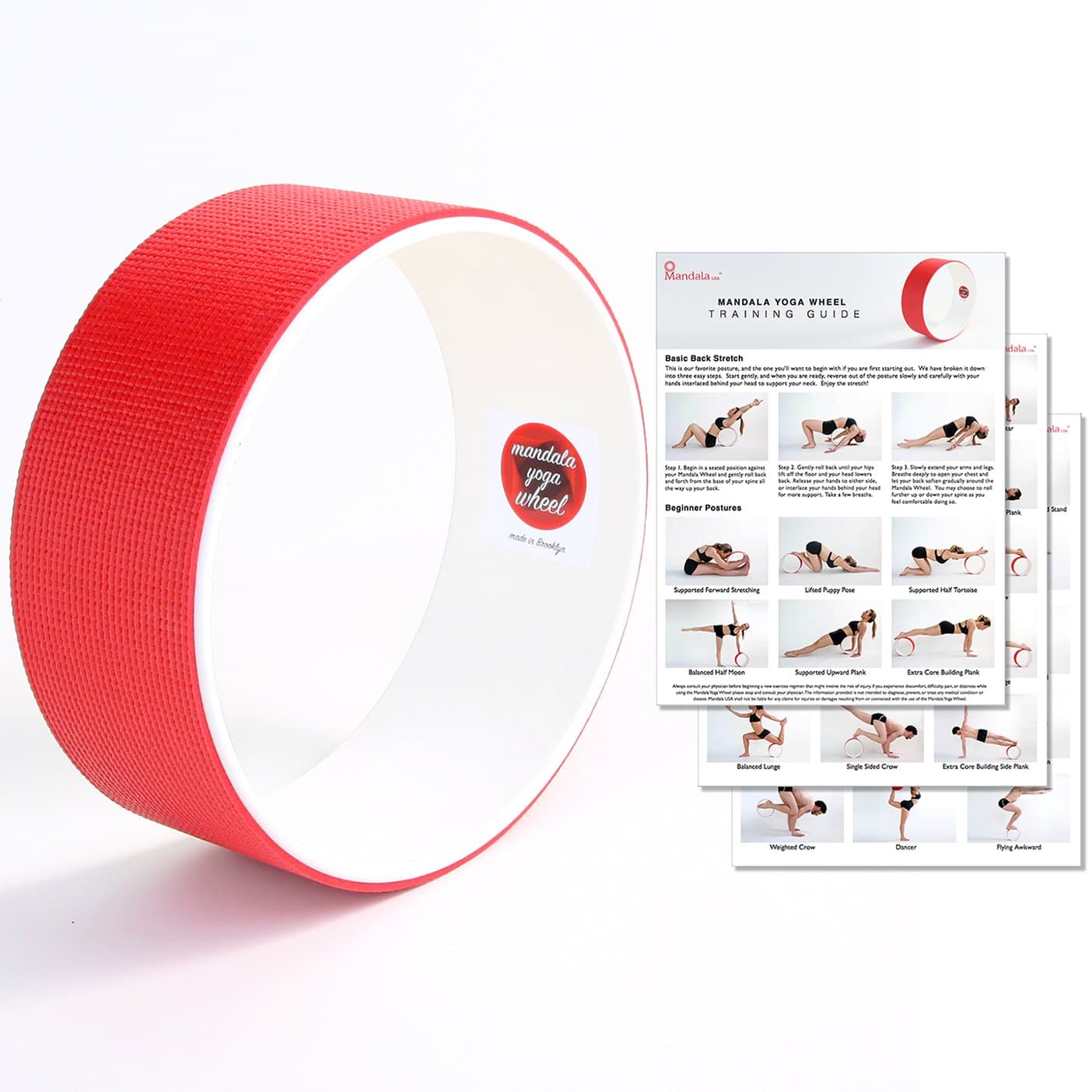 Yoga Wheel By Mandala USA - 12" Stretching Prop, Original & Pro Versions, for comfort, safety & relief in Backbends, 3 Page PDF Training Guide Included