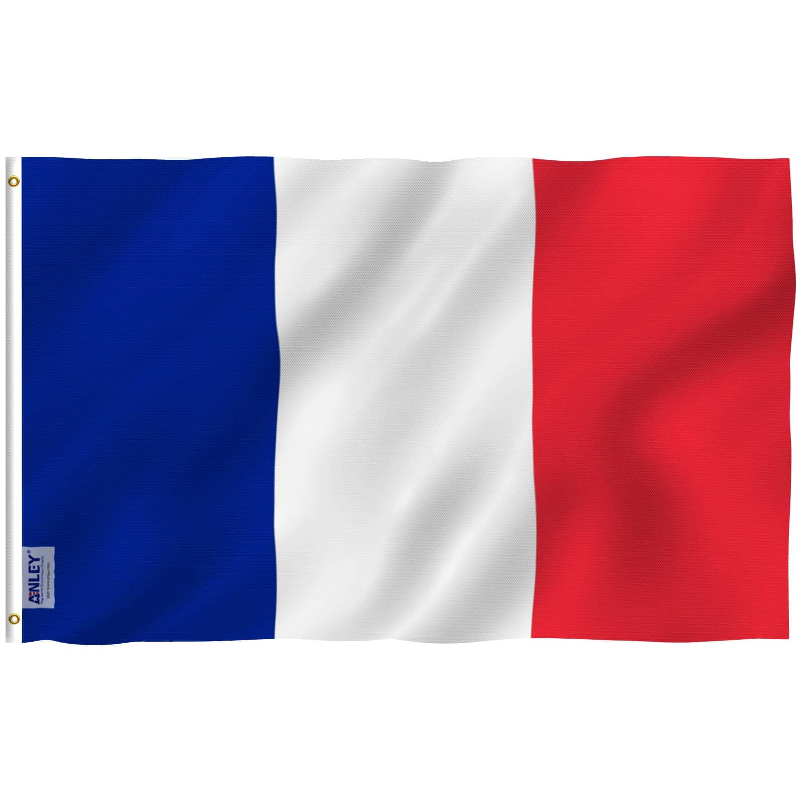 Fly Breeze 3x5 Foot France Flag - Vivid Color and Fade proof - Canvas Header and Double Stitched - French National Flags Polyester with Brass Grommets 3 X 5 Ft