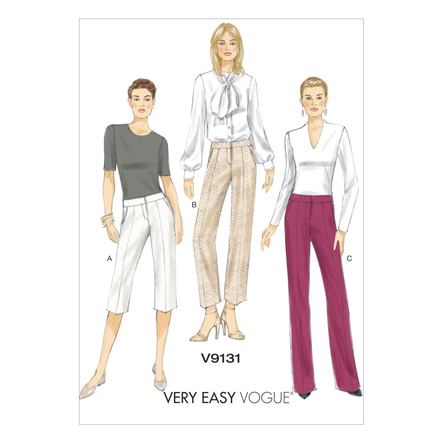 VOGUE PATTERNS V9131 Misses' Shorts and Pants, Size A5 (6-8-10-12-14)