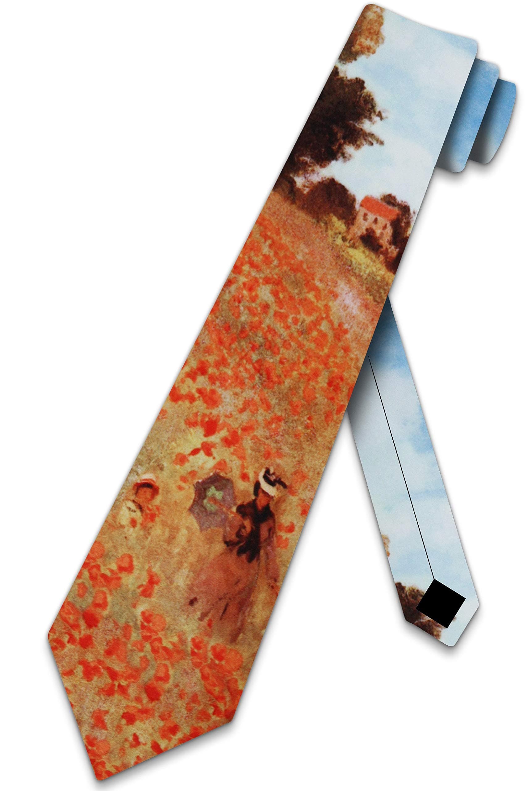 Men's Field Of Poppies Claude Monet Three Rooker Necktie Tie Neckwear