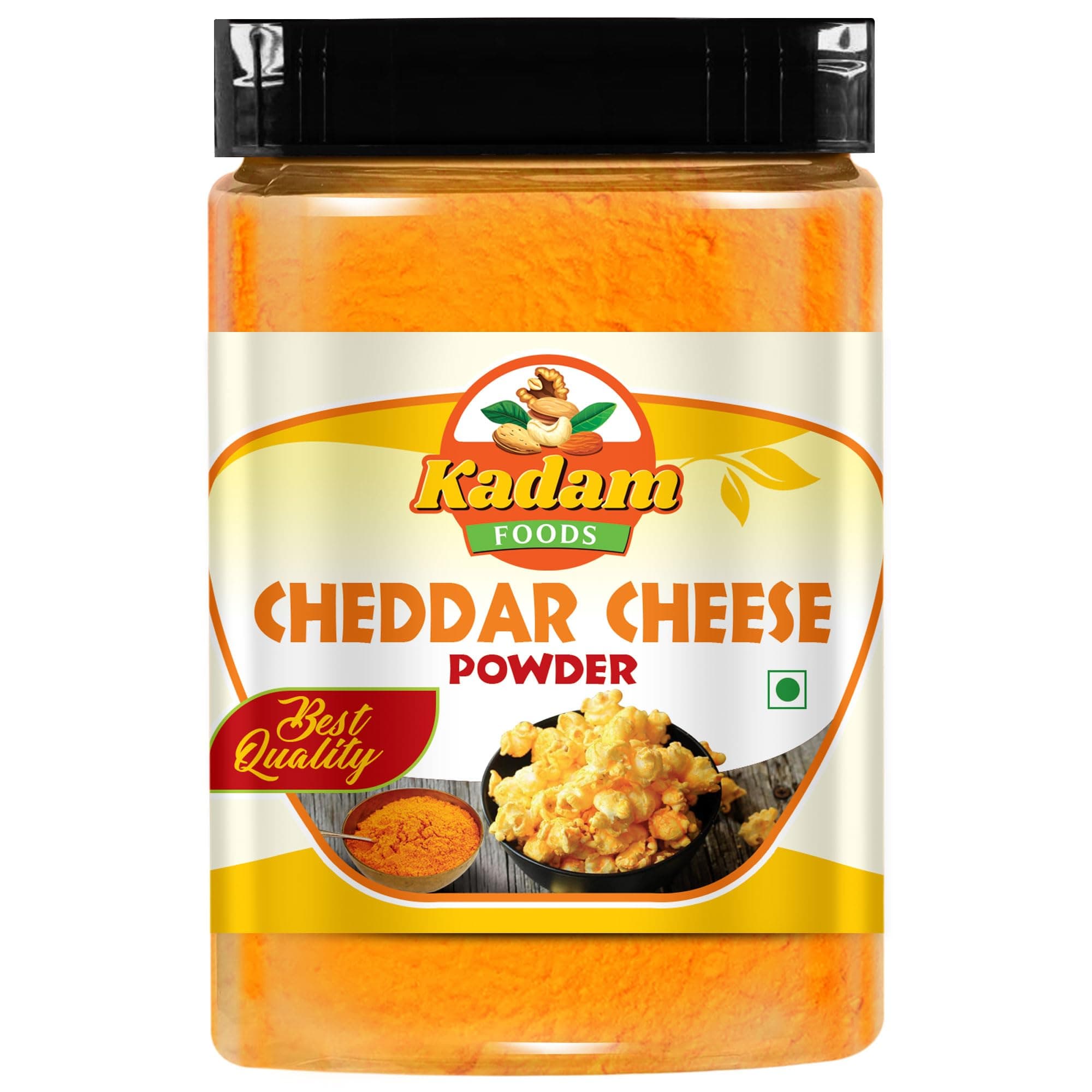 KADAM FOODS Cheddar Cheese Powder in Jar Perfect for Pop-Corn, Making Cheese Sauce for Nachos, Sprinkling on French Fries 100gm