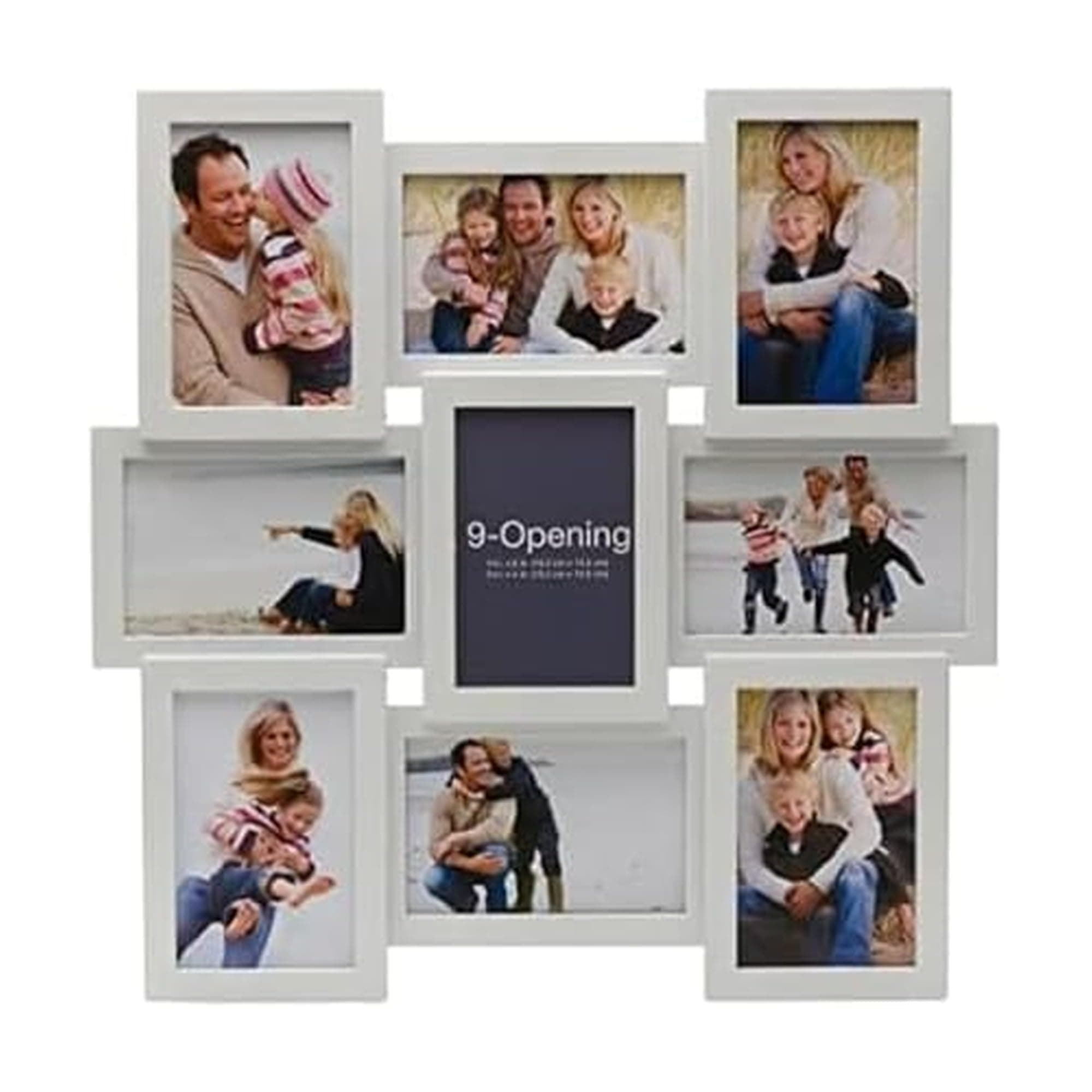 18 x 18 Inch 9 Opening Photo Collage Frame, Displays Four 4x6 and Five 6x4 Inch Photos, White