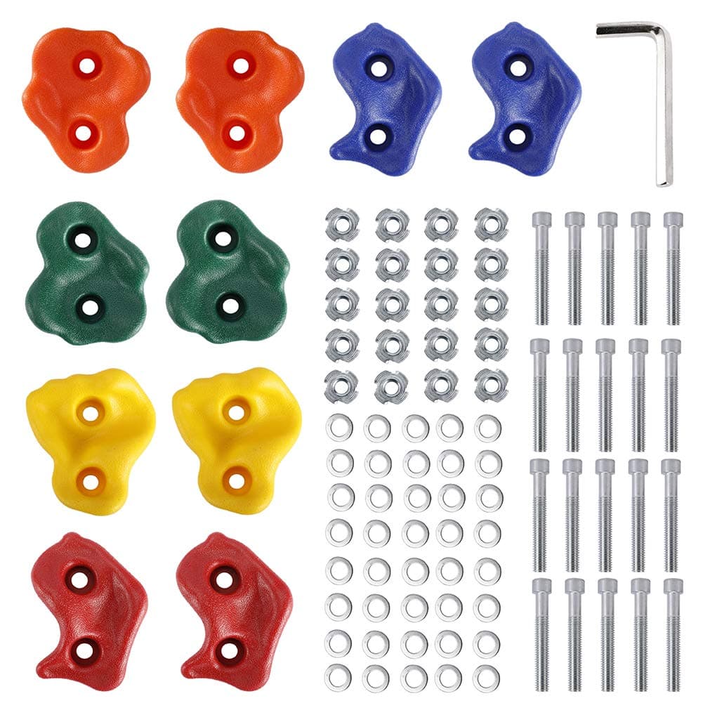 Yaegoo Climbing Holds for Kids and Adults, Rock Climbing Holds - Mounting Hardware Included - Climbing Rocks for DIY Rock Climbing Wall (10 PCS)