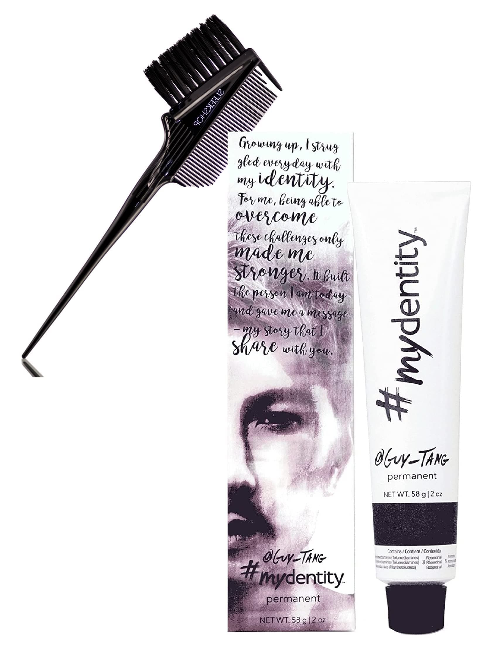 intense Guy Tang #MyDentity MY DENTITY Permanent Hair Color, 100% Gray White Hair Coverage Haircolor Dye (w/ SLEEKSHOP 3-in-1 Comb Brush) Mydentity Grey Covers (4NI Med Brown / Natural Ice)