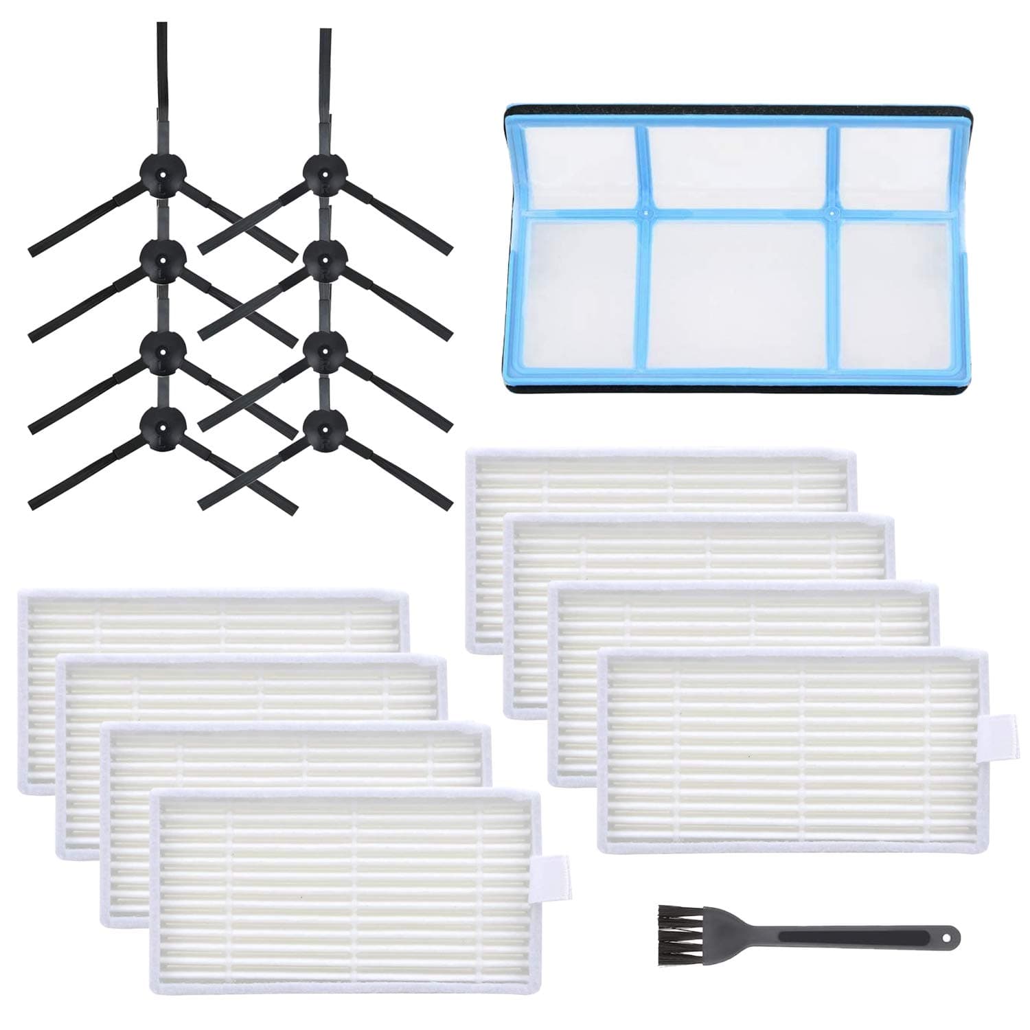 Replacement Parts for ILIFE V3 V3s V5 V5s Pro Robotic Vacuum Cleaner Accessories Kit Includes 1 Primary Filter 8 Side Brushes 8 Robot Vacuum Cleaner Filters