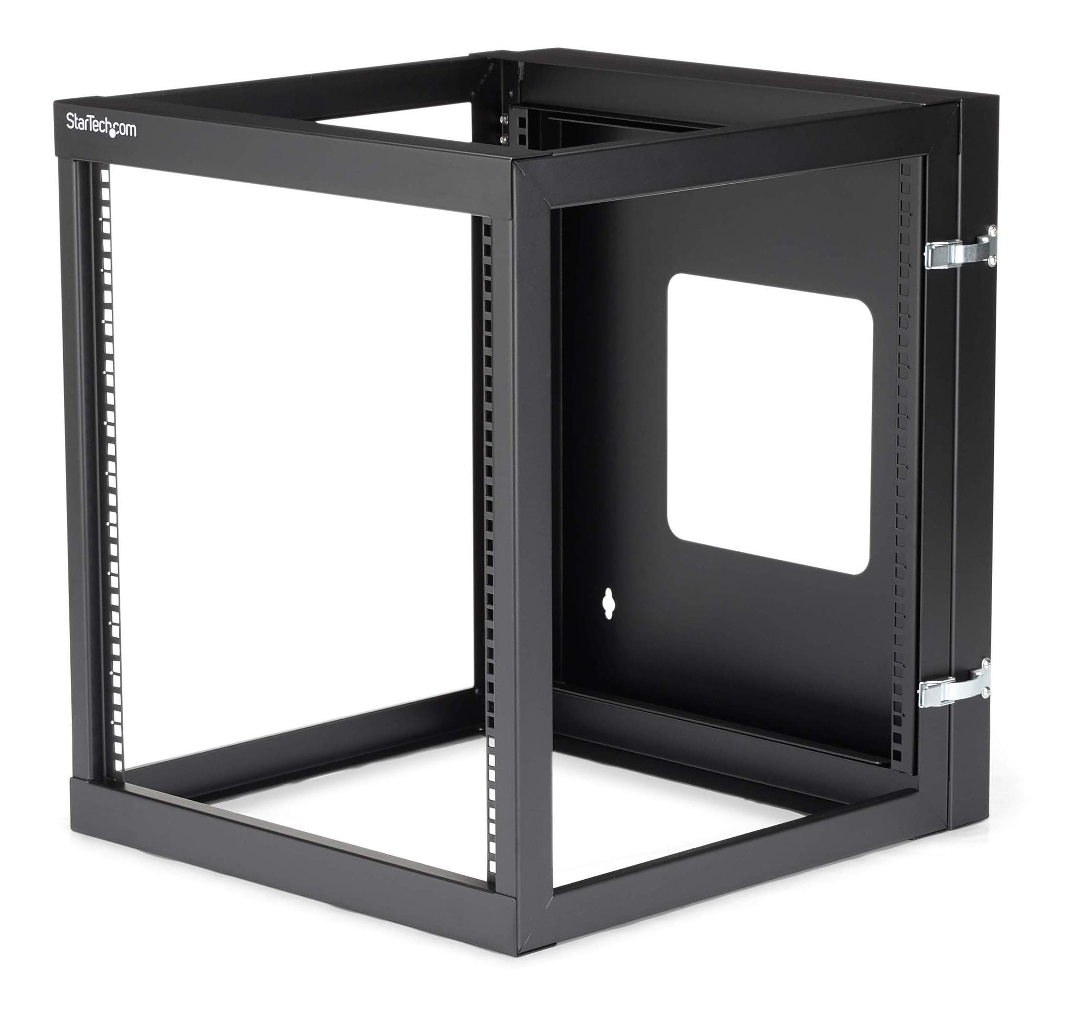 4-Post 12U Hinged Wall-Mount Network Rack, 19" Open Frame Server Rack with 19.8in Mounting Depth, Wall Mount Swing Out Data Rack for IT / AV / Computer Equipment, TAA (RK1219WALLOH)