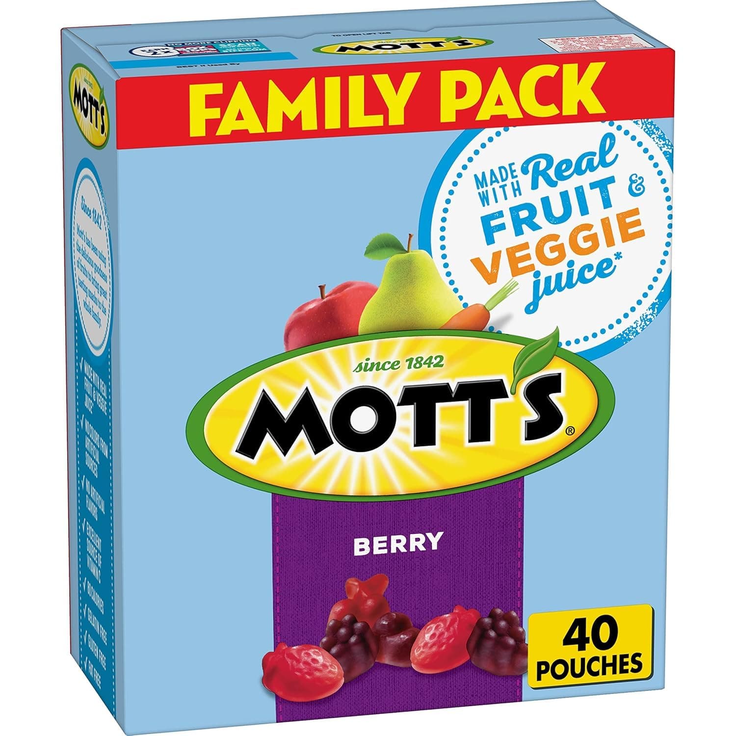 Fruit Flavored Snacks, Berry, Family Pack, Gluten Free, 40 ct