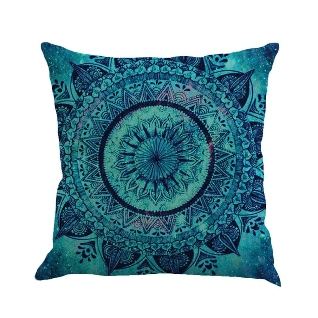 Jooffery Geometry Painting Linen Cushion Cover, Throw Pillow Case Sofa Home Decor Indian Mandala Floor Pillow Cover (A)