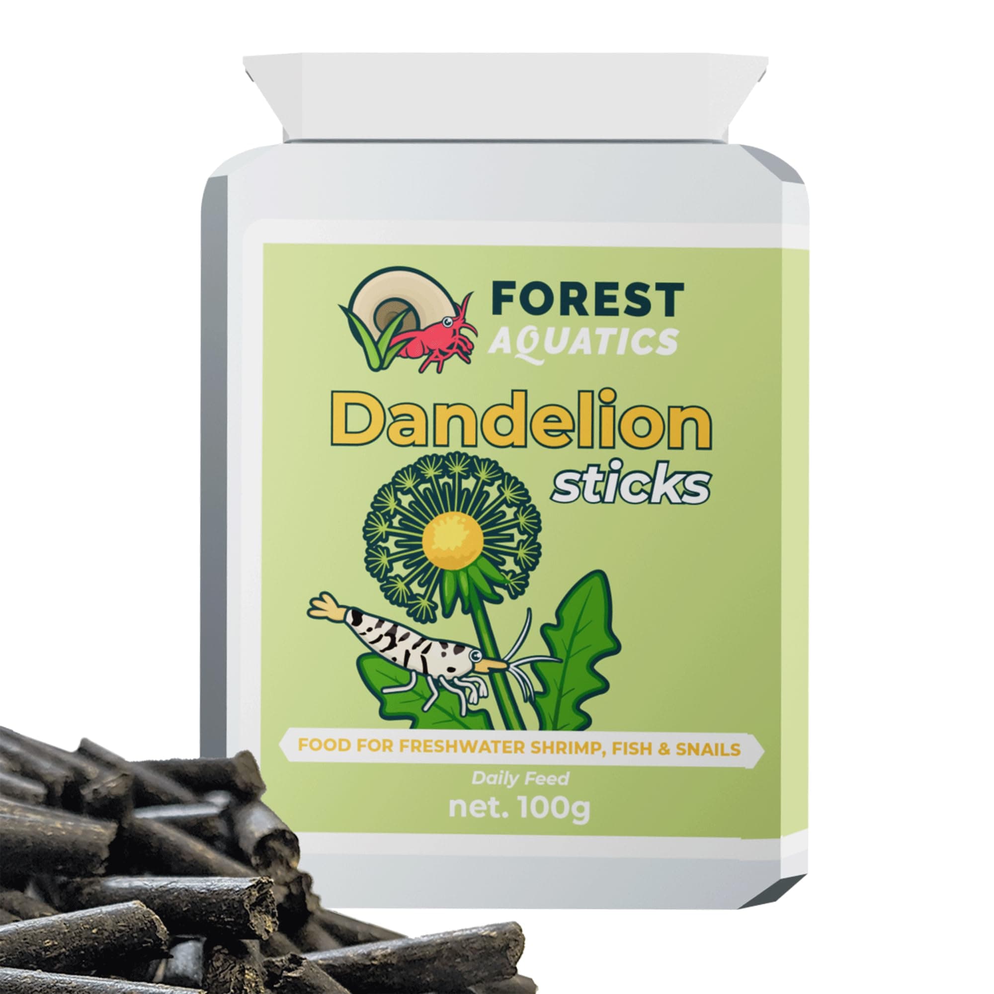 Dandelion Pellets Food for Cherry Shrimp & All Bottom Dwellers (20g)