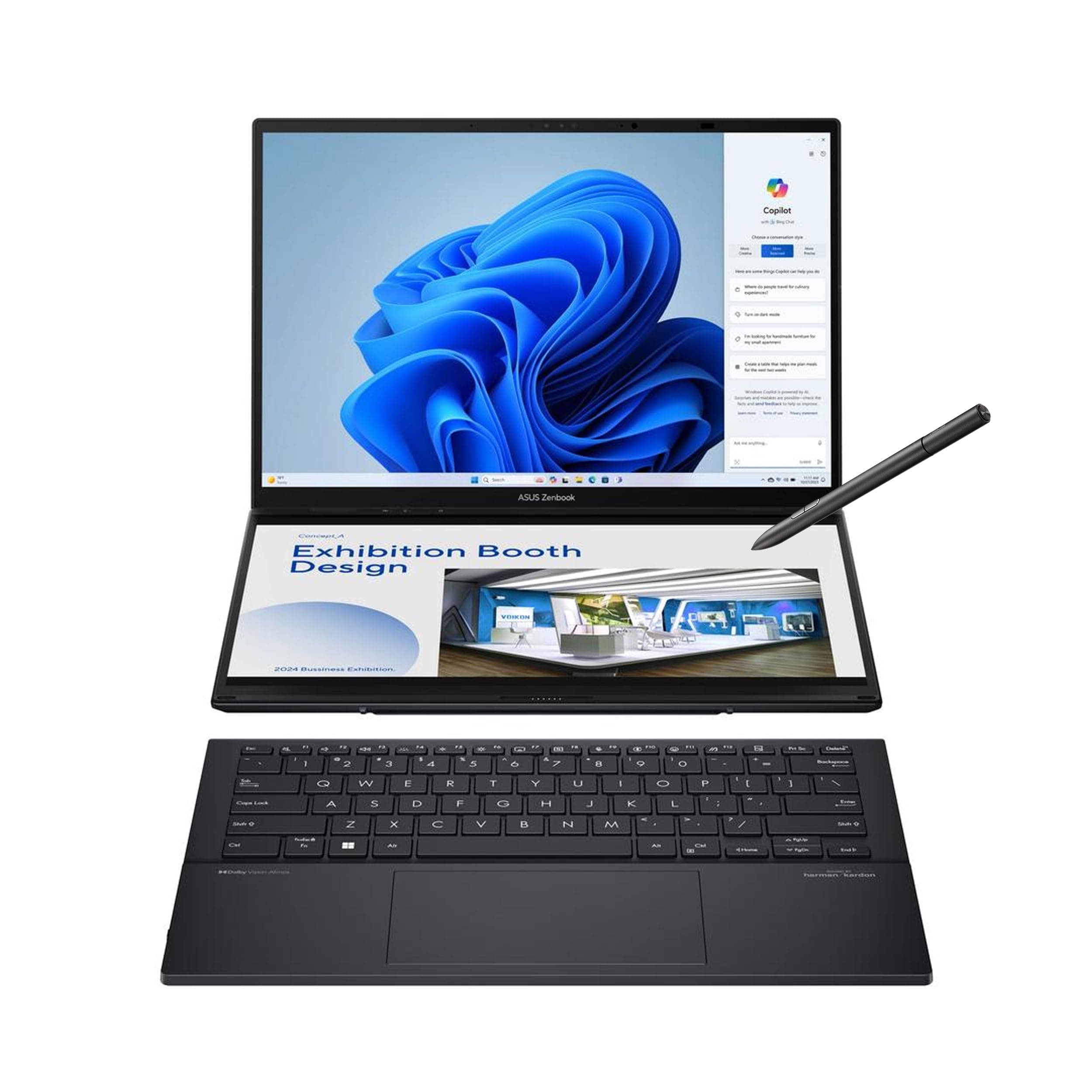 Zenbook Duo Laptop, Dual 14” OLED 3K 120Hz Touch Display, Evo, Intel Core Ultra 9 285H, Intel Arc Graphics, 32GB RAM, 1TB SSD, Windows 11, UX8406CA-PS99T