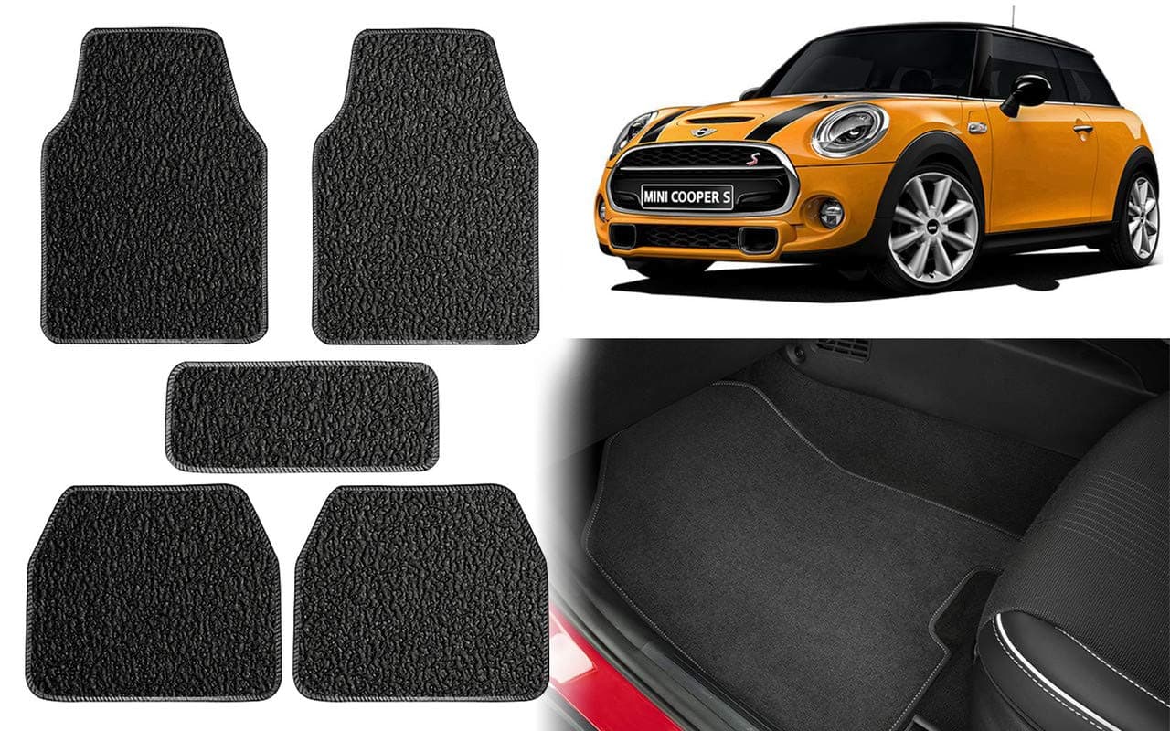 Set of 5 Pcs Black Carpet Floor Car Mats for Mini Cooper