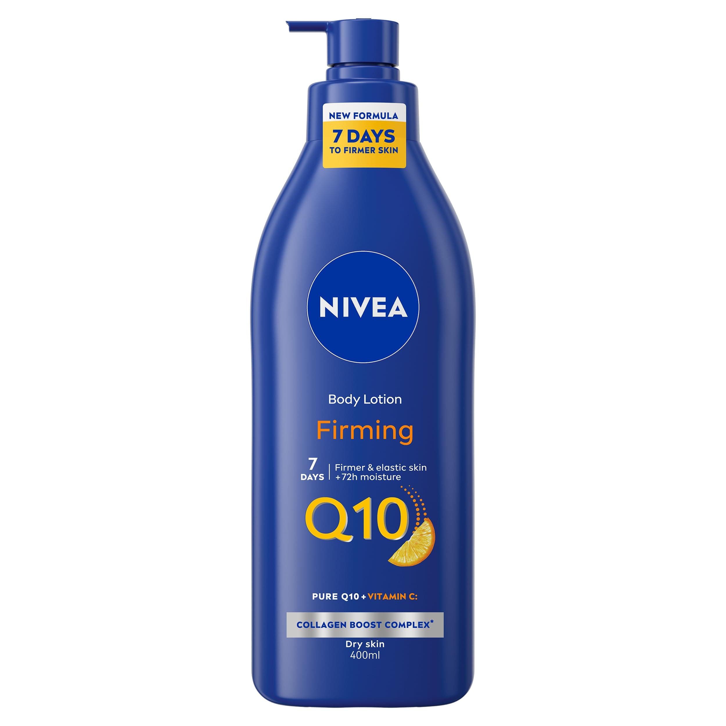 NIVEA Q10 Firming Rich Body Lotion + Vitamin C (400ml), Firming Cream with Collagen Booster Complex, 72H Moisturiser, Body Lotion for Dry Skin